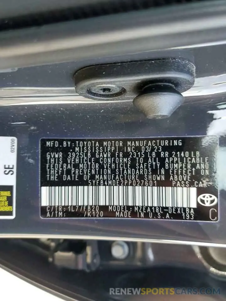 12 Photograph of a damaged car 5YFB4MDE2PP027601 TOYOTA COROLLA 2023