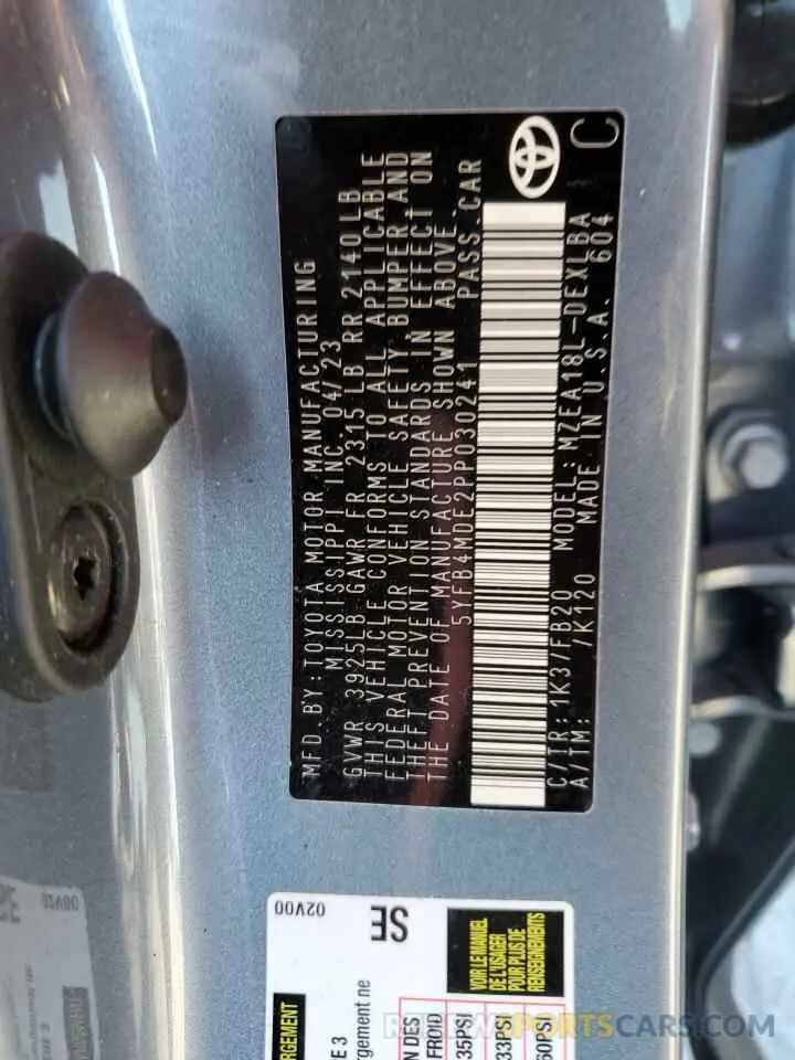 14 Photograph of a damaged car 5YFB4MDE2PP030241 TOYOTA COROLLA 2023