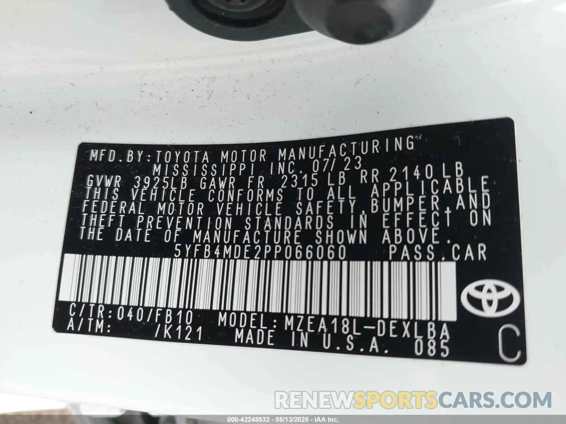 9 Photograph of a damaged car 5YFB4MDE2PP066060 TOYOTA COROLLA 2023