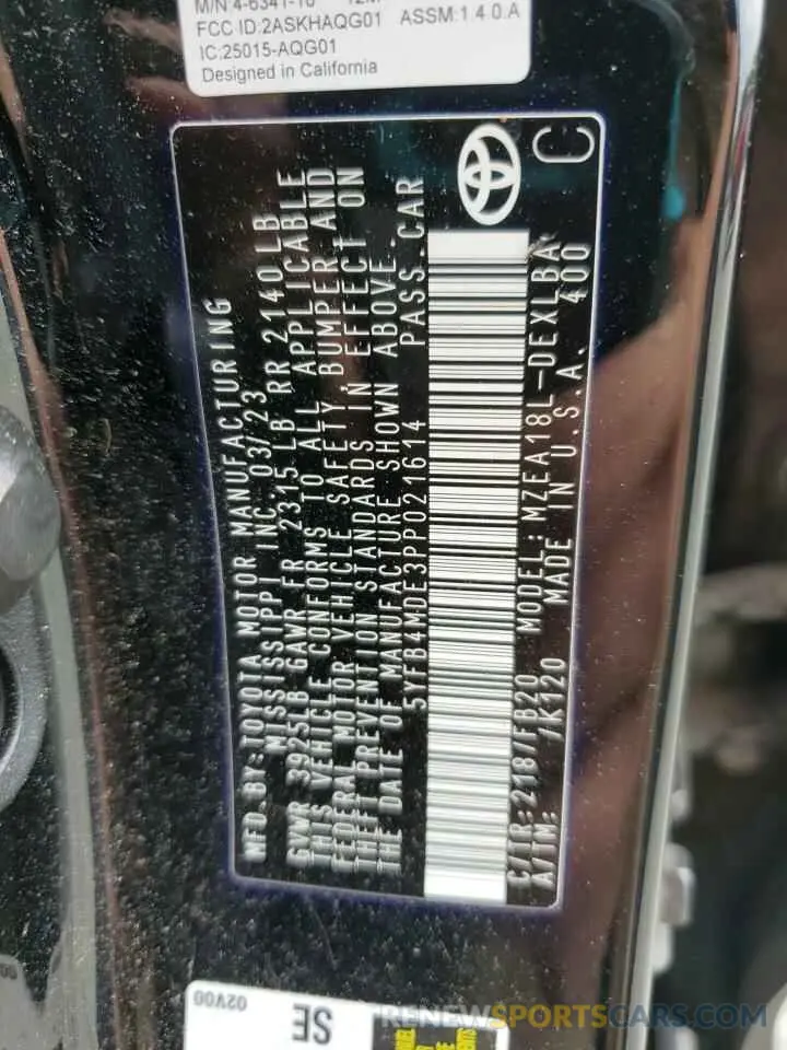 12 Photograph of a damaged car 5YFB4MDE3PP021614 TOYOTA COROLLA 2023