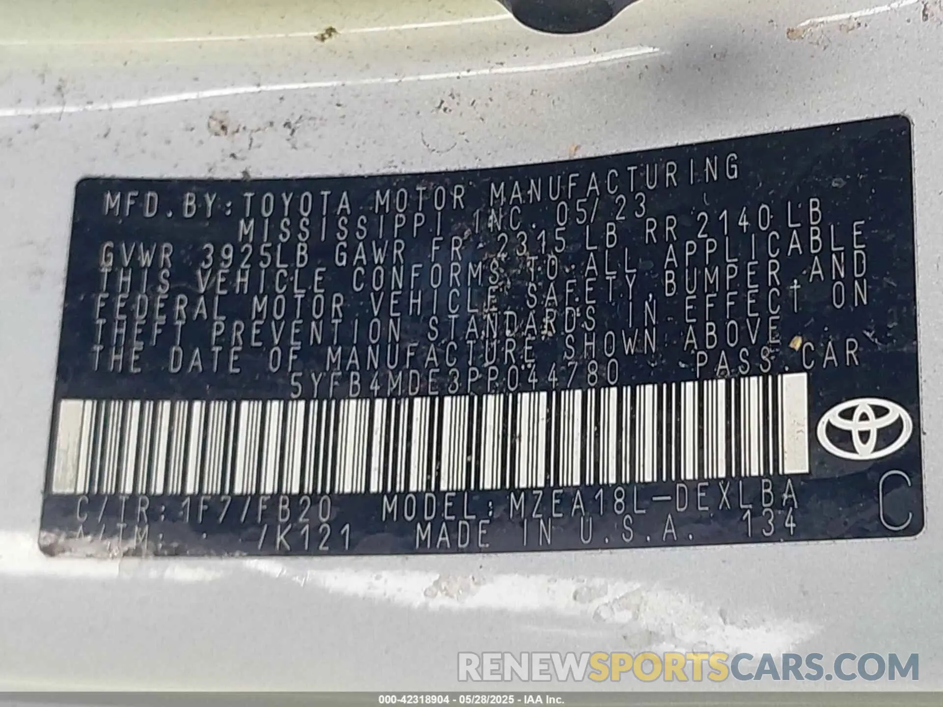 9 Photograph of a damaged car 5YFB4MDE3PP044780 TOYOTA COROLLA 2023