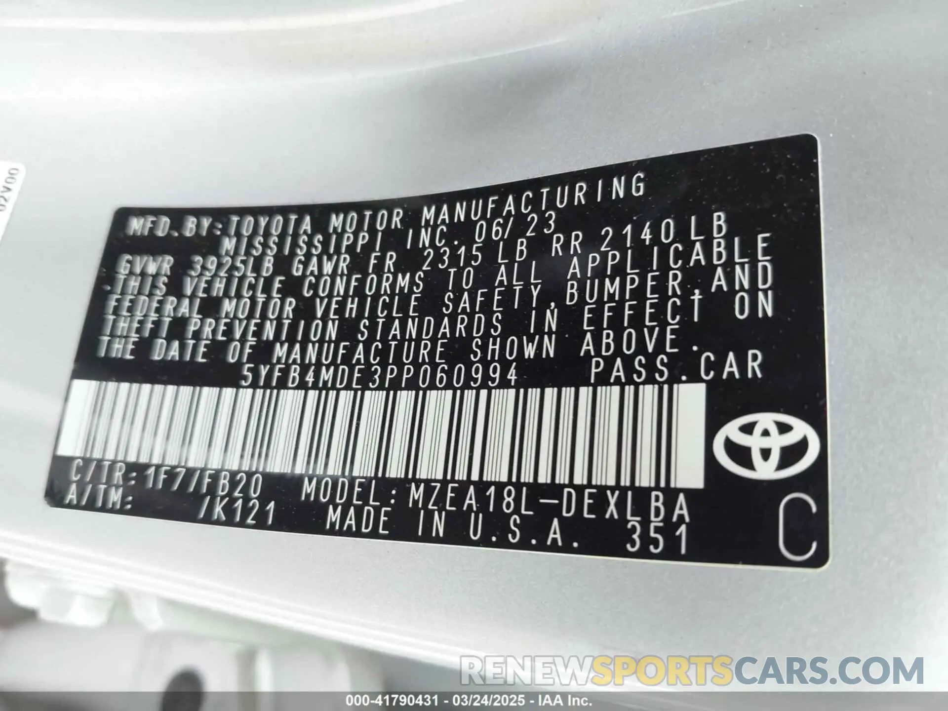 9 Photograph of a damaged car 5YFB4MDE3PP060994 TOYOTA COROLLA 2023