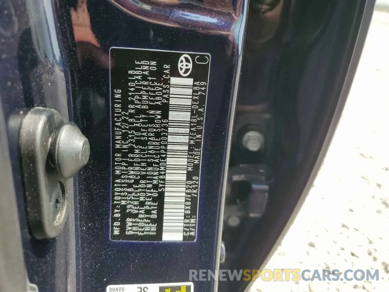 12 Photograph of a damaged car 5YFB4MDE4PP003736 TOYOTA COROLLA 2023
