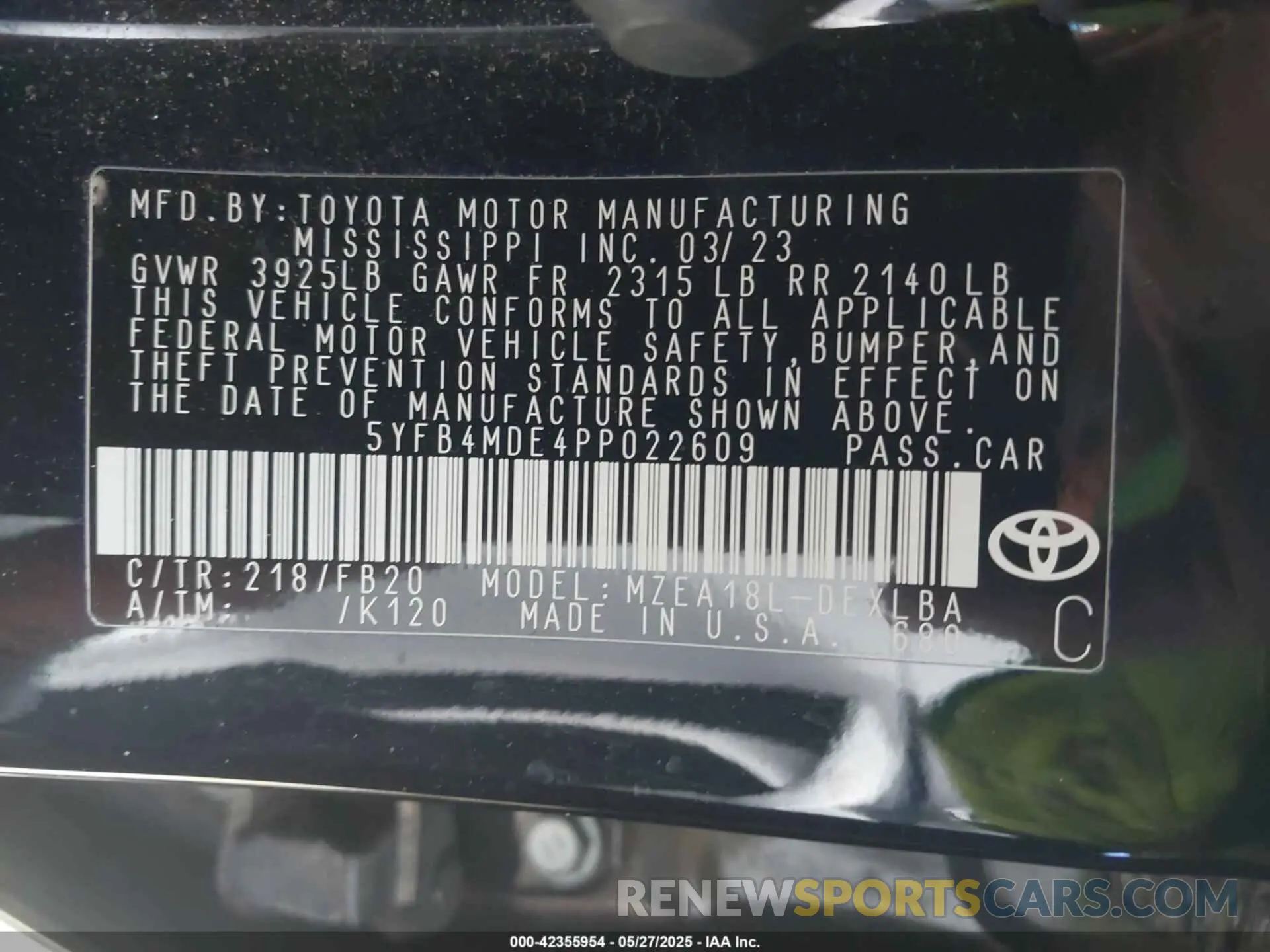 9 Photograph of a damaged car 5YFB4MDE4PP022609 TOYOTA COROLLA 2023