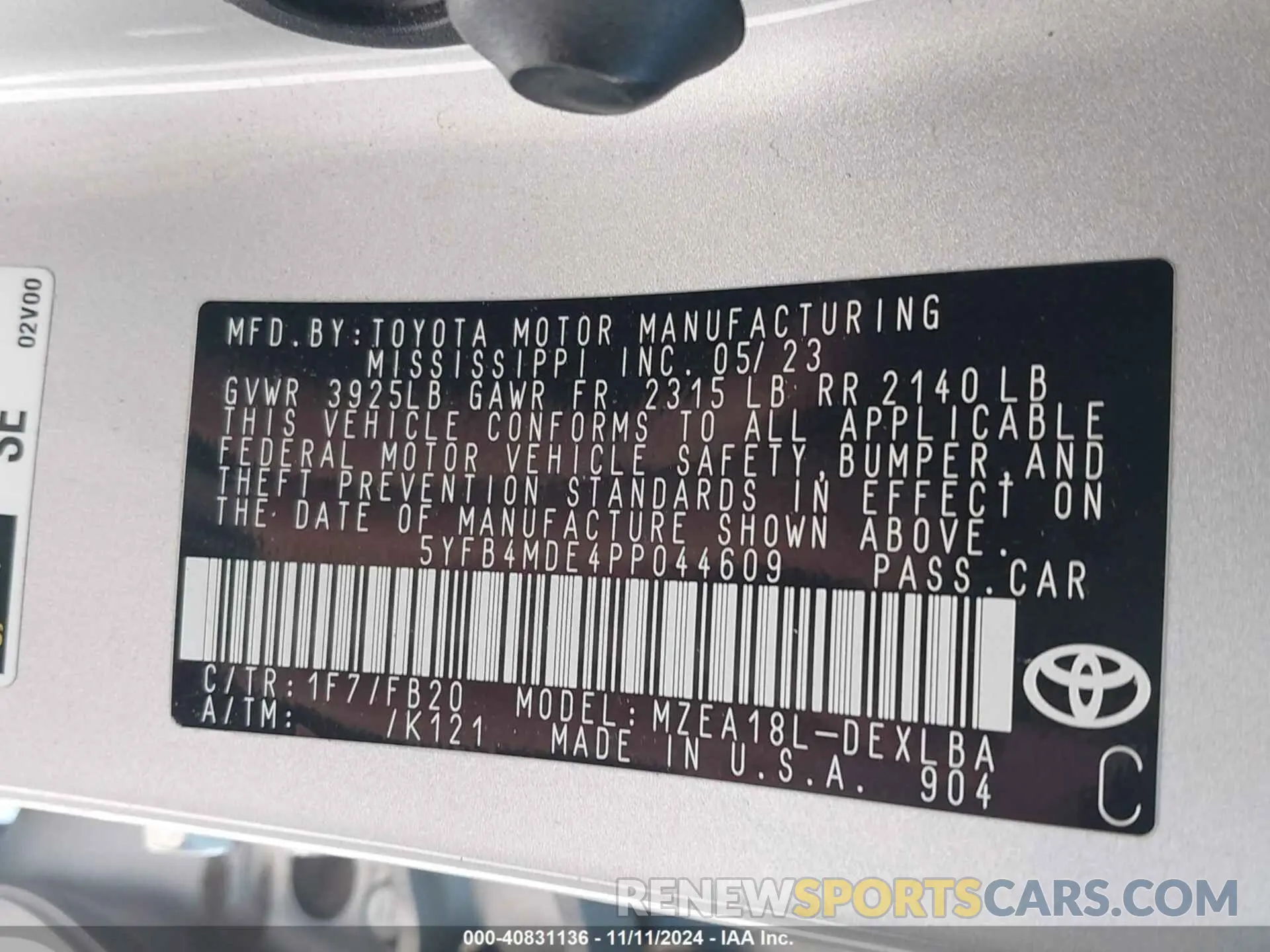 9 Photograph of a damaged car 5YFB4MDE4PP044609 TOYOTA COROLLA 2023