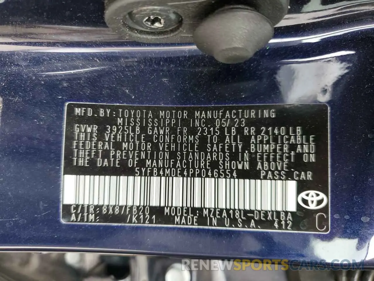 13 Photograph of a damaged car 5YFB4MDE4PP046554 TOYOTA COROLLA 2023