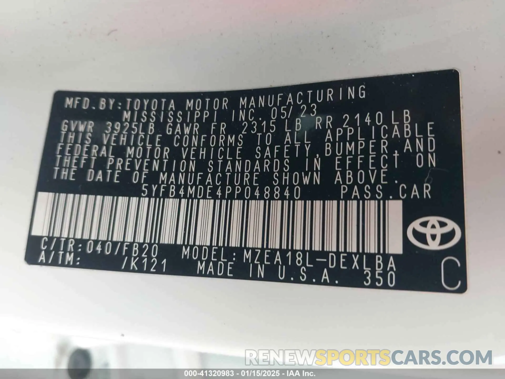 9 Photograph of a damaged car 5YFB4MDE4PP048840 TOYOTA COROLLA 2023