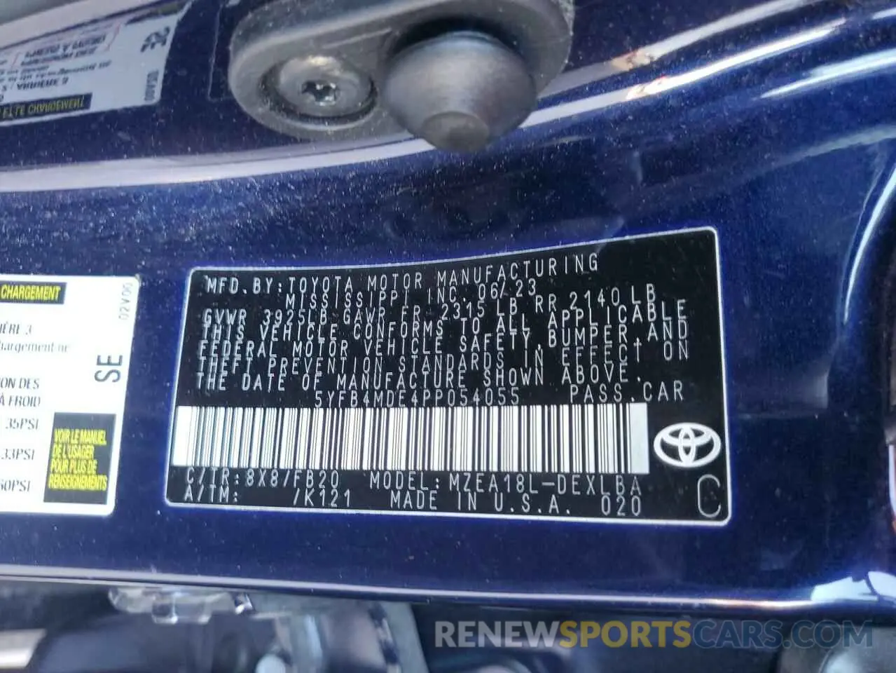 12 Photograph of a damaged car 5YFB4MDE4PP054055 TOYOTA COROLLA 2023