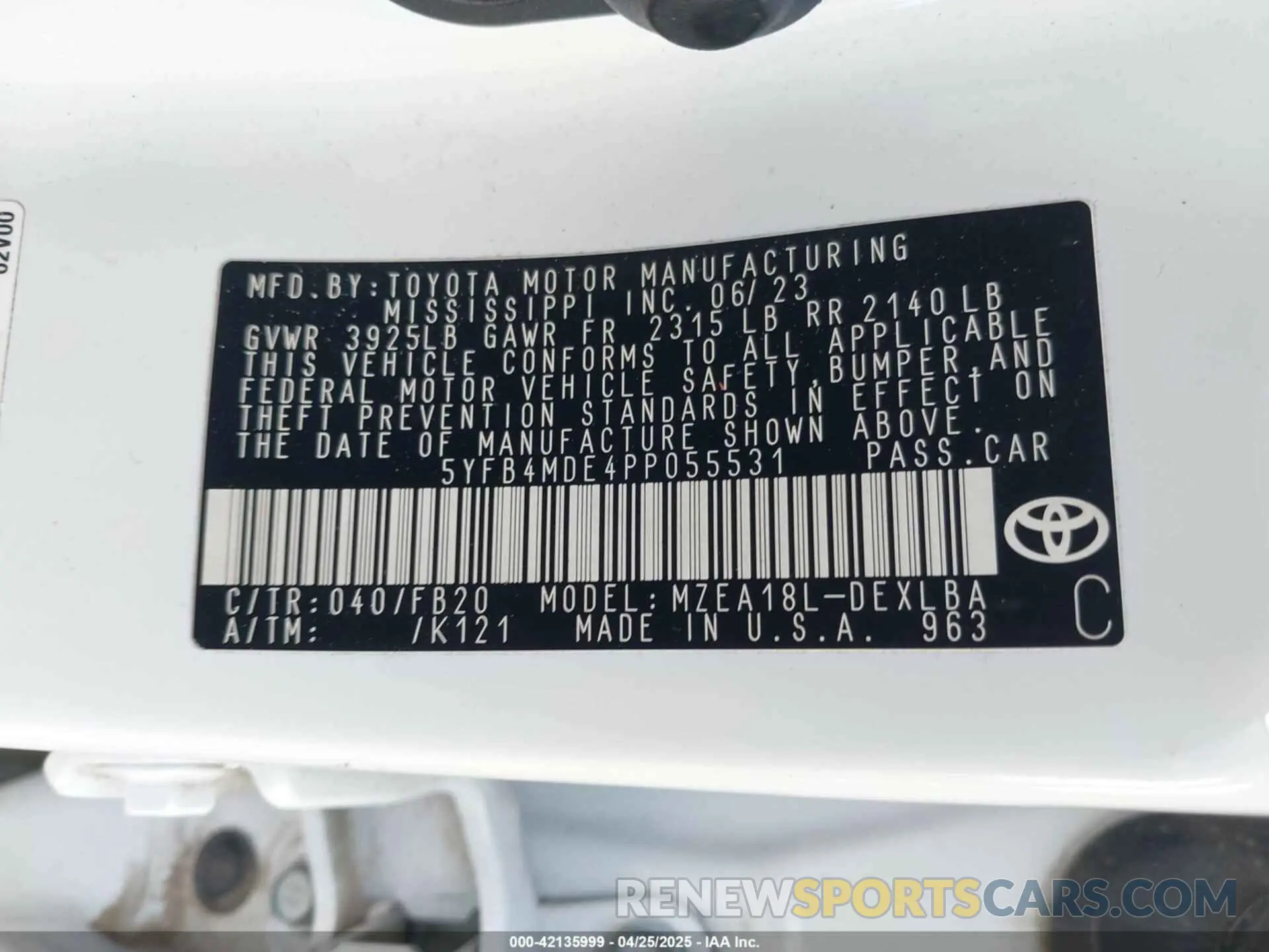 9 Photograph of a damaged car 5YFB4MDE4PP055531 TOYOTA COROLLA 2023