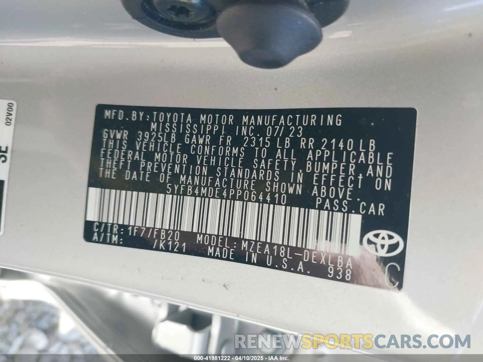 9 Photograph of a damaged car 5YFB4MDE4PP064410 TOYOTA COROLLA 2023