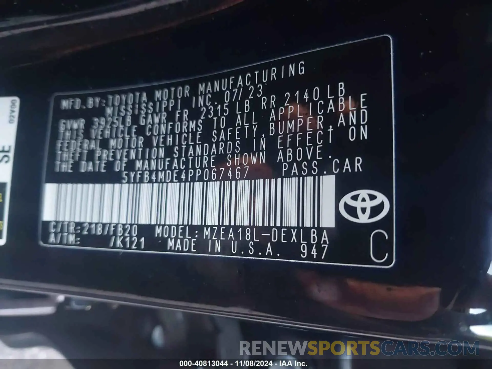 9 Photograph of a damaged car 5YFB4MDE4PP067467 TOYOTA COROLLA 2023