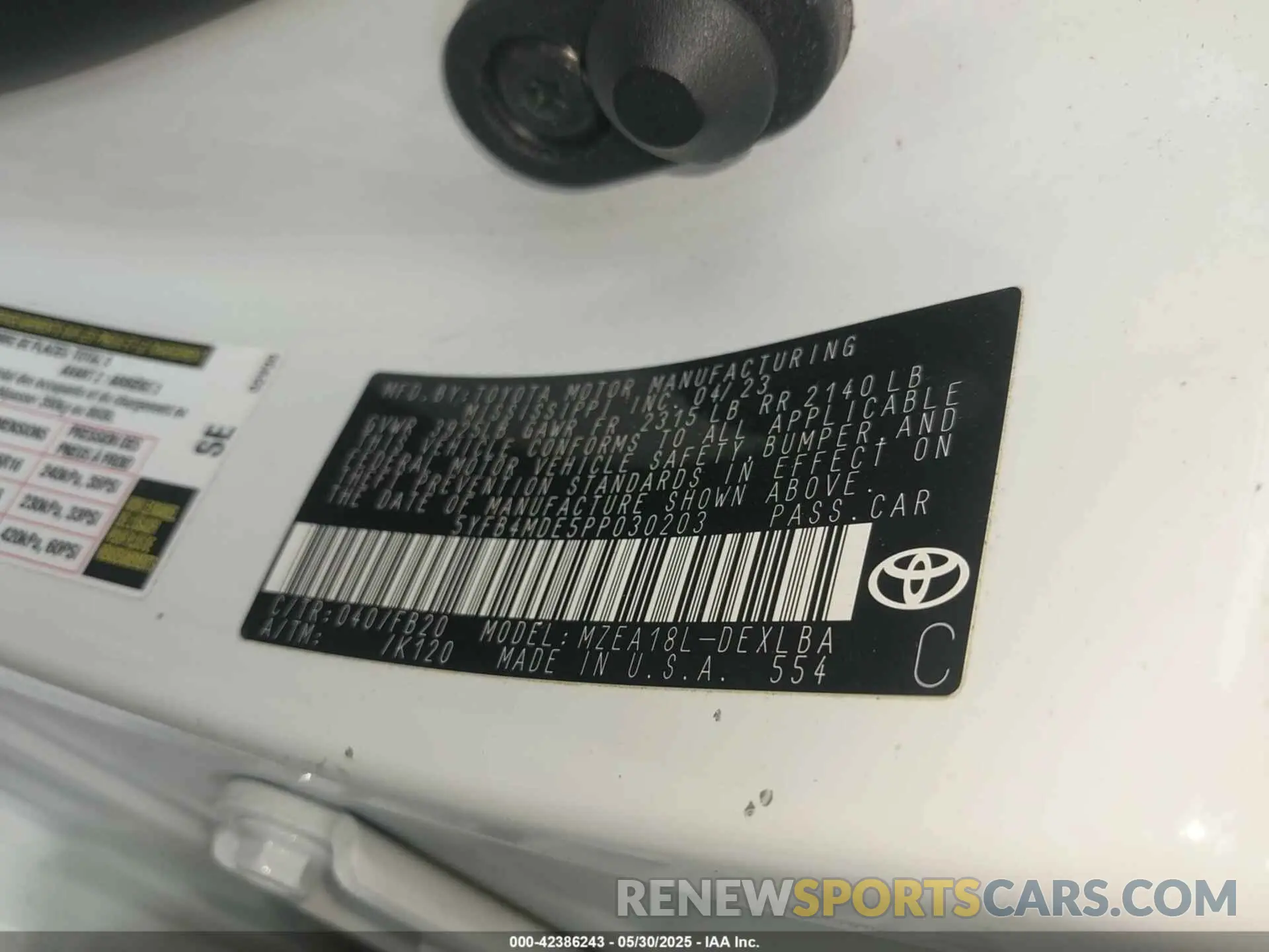 9 Photograph of a damaged car 5YFB4MDE5PP030203 TOYOTA COROLLA 2023