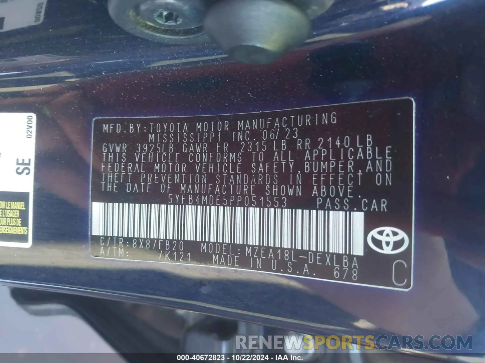 9 Photograph of a damaged car 5YFB4MDE5PP051553 TOYOTA COROLLA 2023