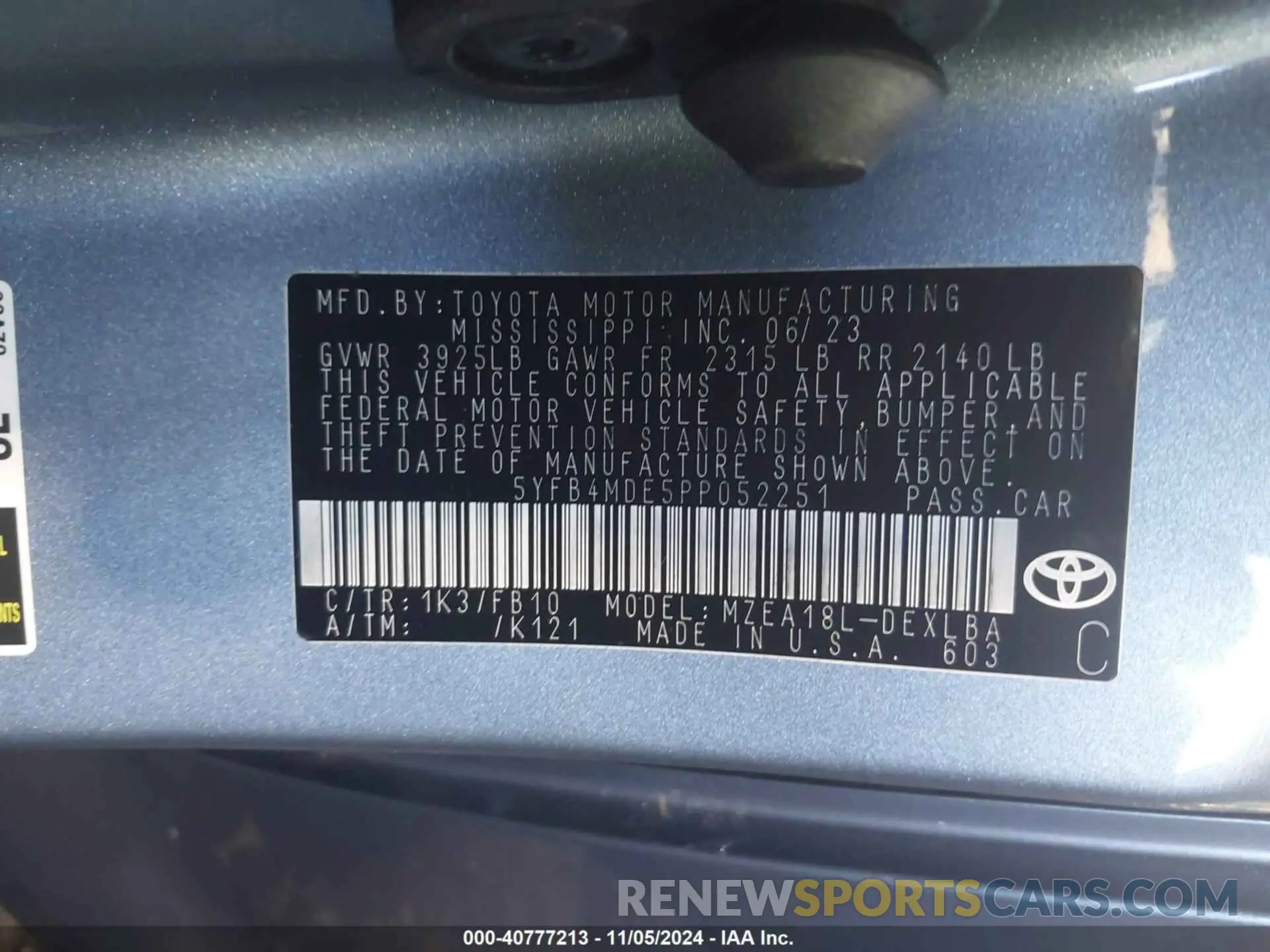 9 Photograph of a damaged car 5YFB4MDE5PP052251 TOYOTA COROLLA 2023