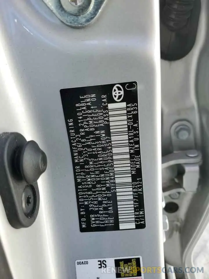 12 Photograph of a damaged car 5YFB4MDE5PP054517 TOYOTA COROLLA 2023