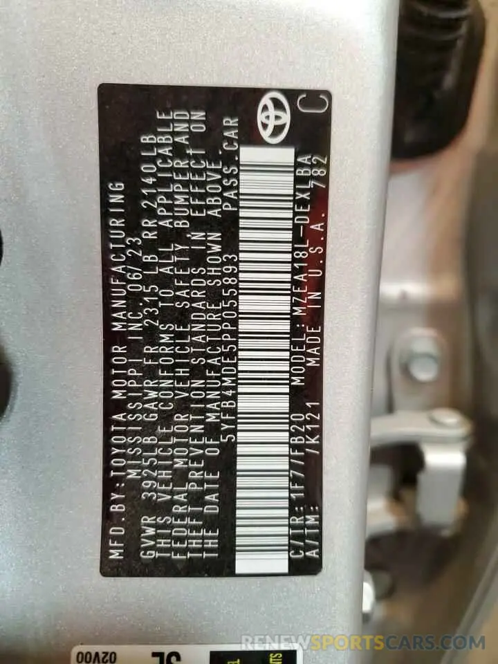 12 Photograph of a damaged car 5YFB4MDE5PP055893 TOYOTA COROLLA 2023