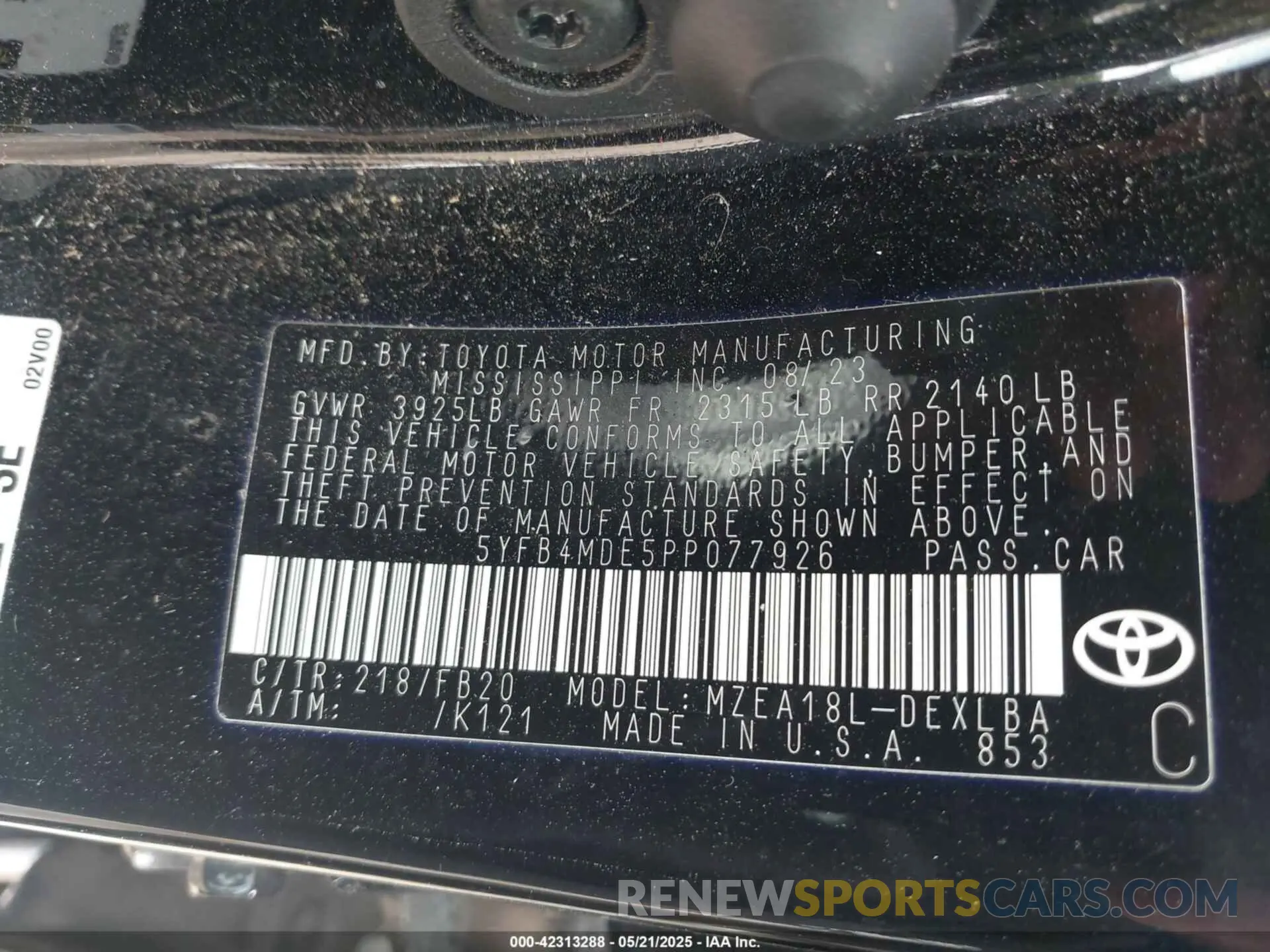 9 Photograph of a damaged car 5YFB4MDE5PP077926 TOYOTA COROLLA 2023