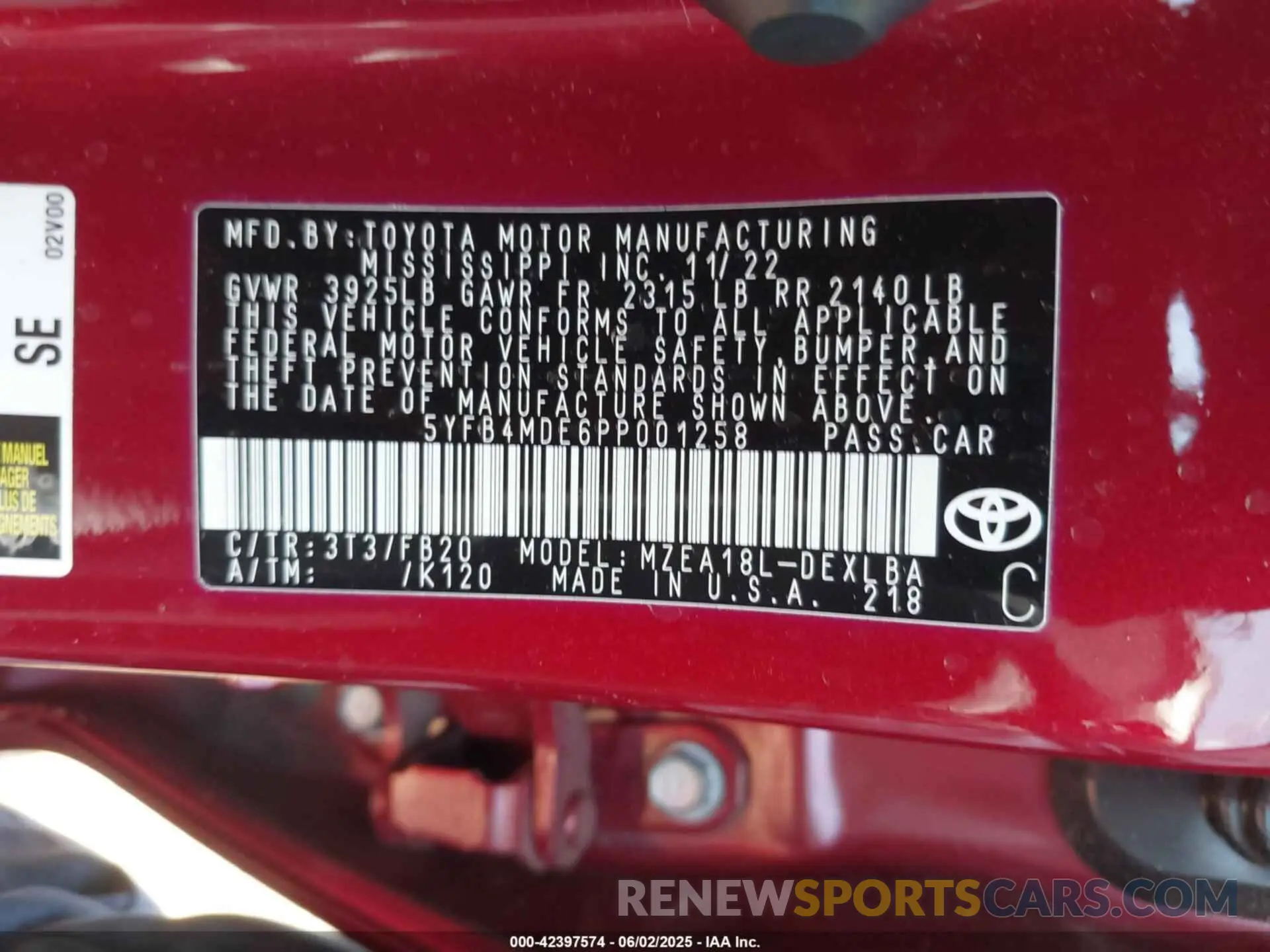 9 Photograph of a damaged car 5YFB4MDE6PP001258 TOYOTA COROLLA 2023