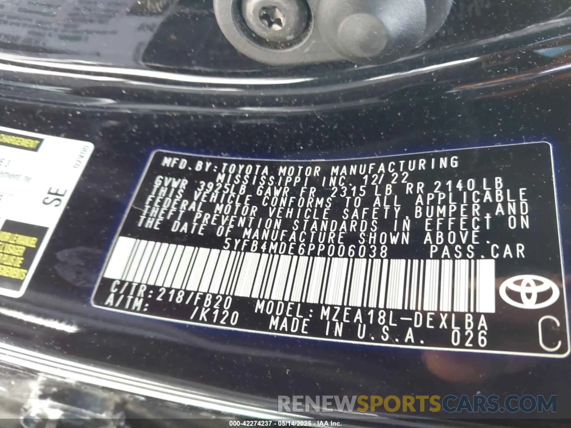 9 Photograph of a damaged car 5YFB4MDE6PP006038 TOYOTA COROLLA 2023