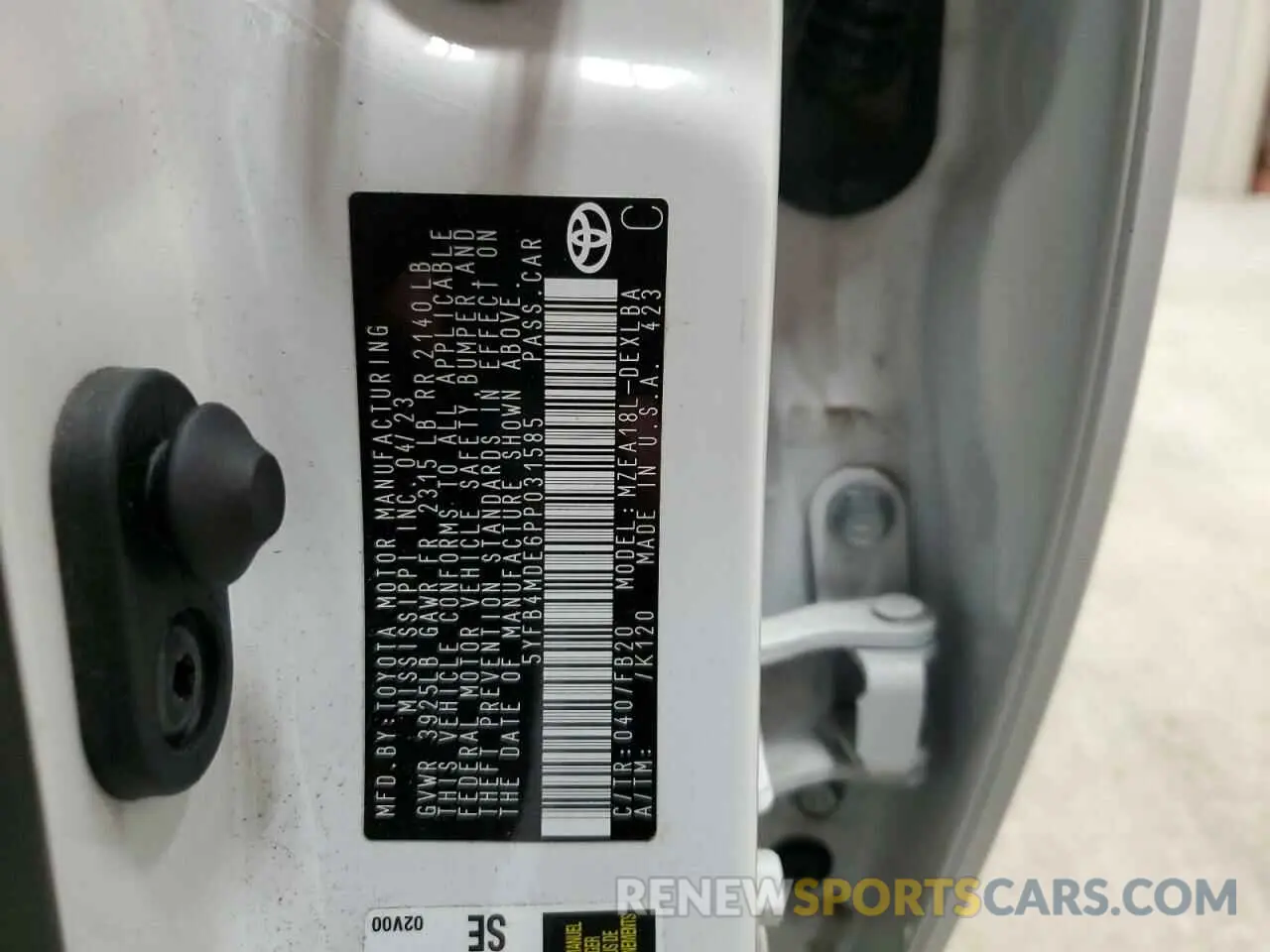 12 Photograph of a damaged car 5YFB4MDE6PP031585 TOYOTA COROLLA 2023