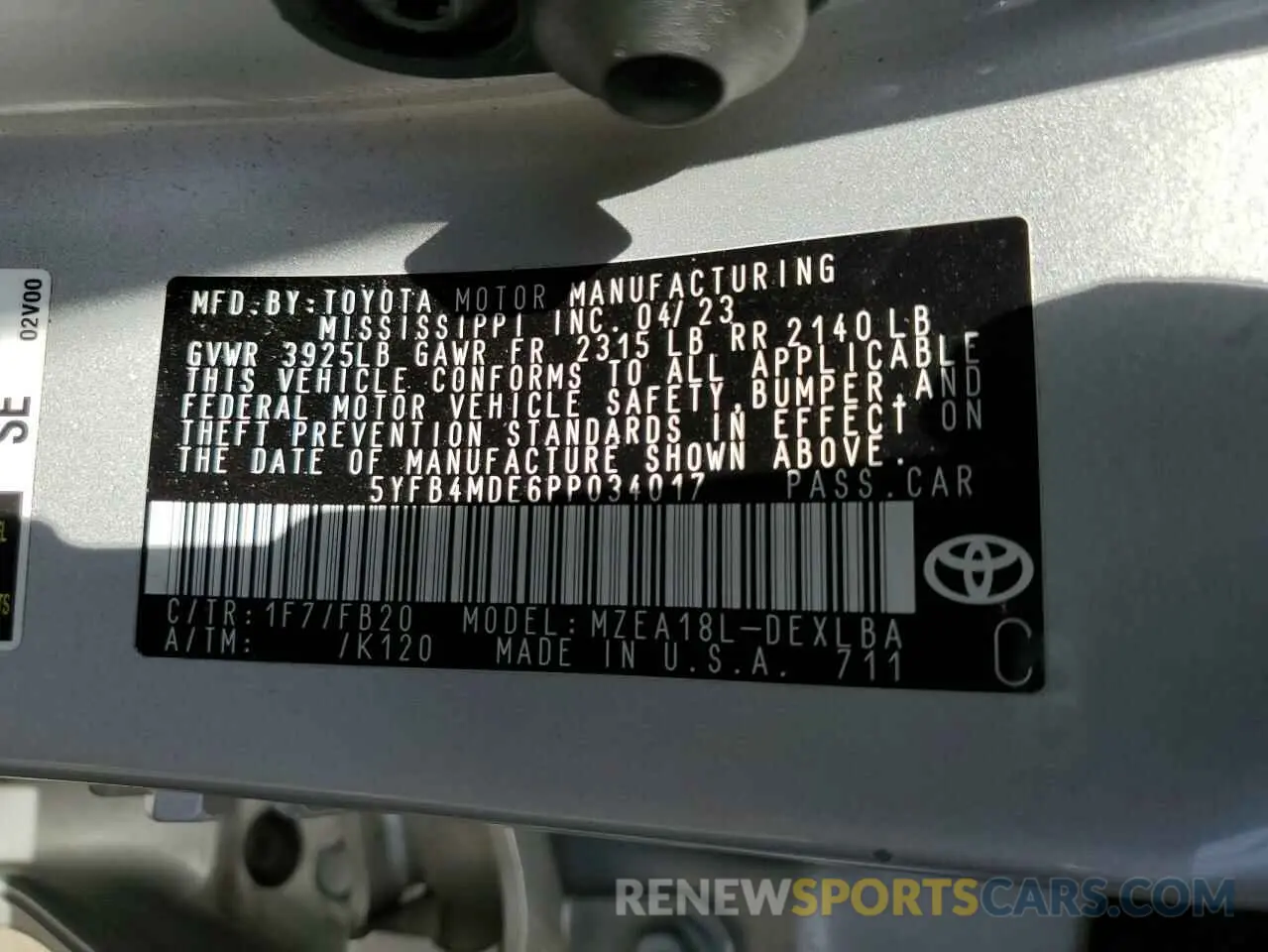 12 Photograph of a damaged car 5YFB4MDE6PP034017 TOYOTA COROLLA 2023