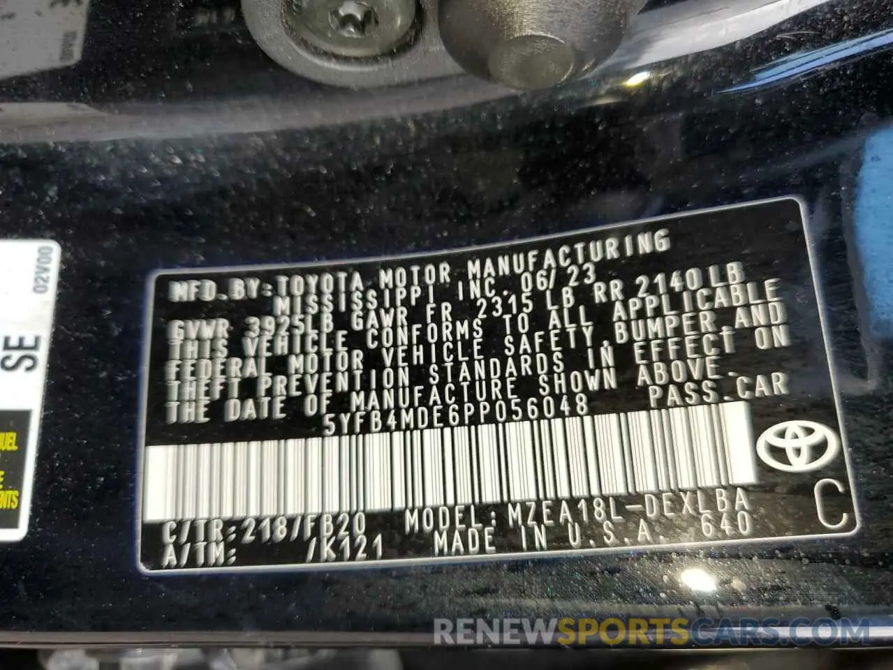 12 Photograph of a damaged car 5YFB4MDE6PP056048 TOYOTA COROLLA 2023