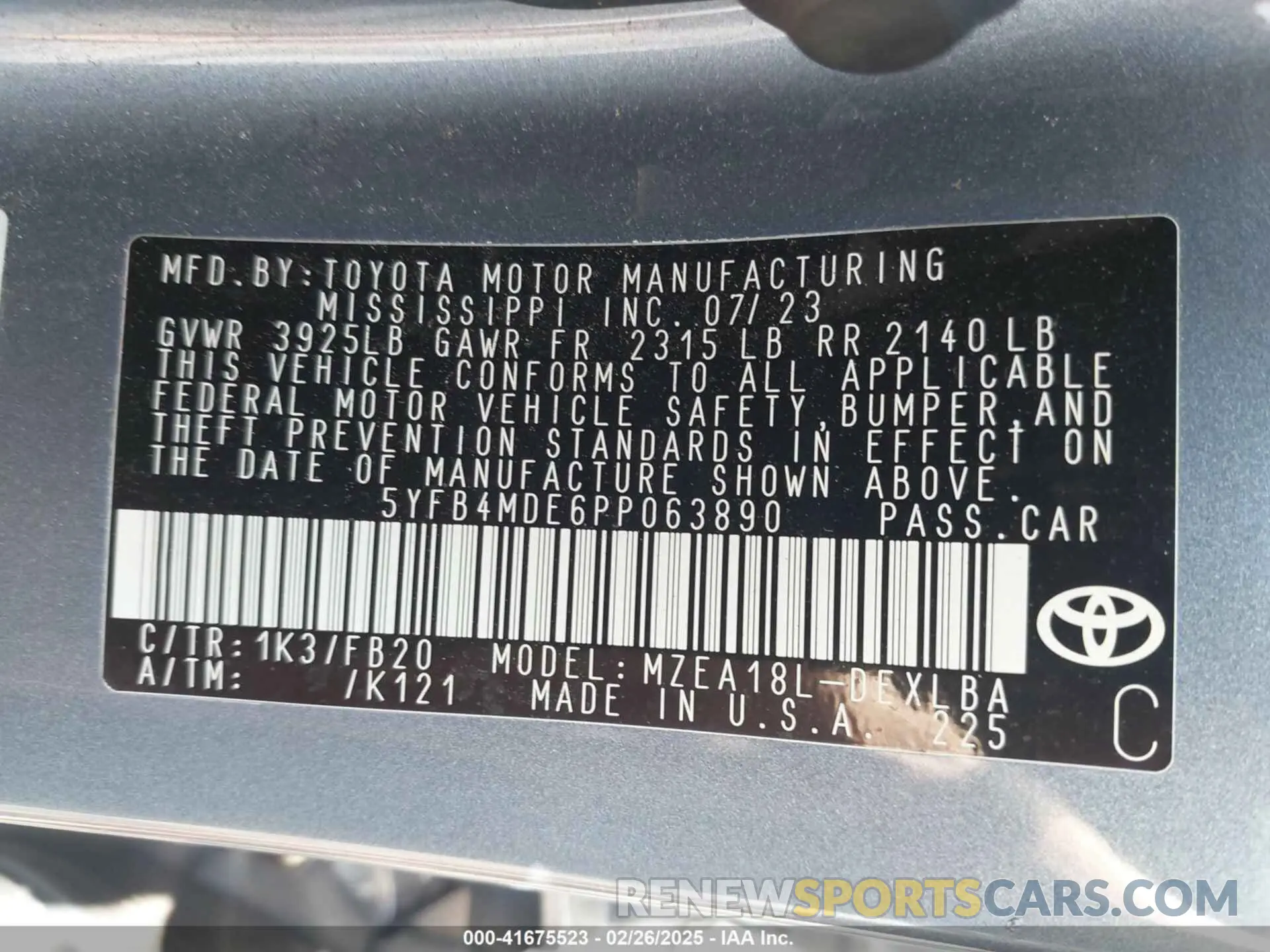 9 Photograph of a damaged car 5YFB4MDE6PP063890 TOYOTA COROLLA 2023