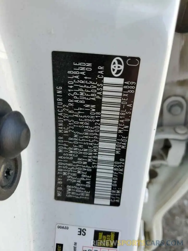 12 Photograph of a damaged car 5YFB4MDE7PP002418 TOYOTA COROLLA 2023