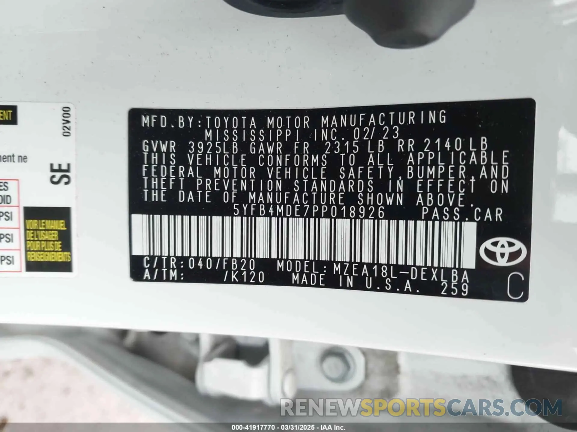 9 Photograph of a damaged car 5YFB4MDE7PP018926 TOYOTA COROLLA 2023