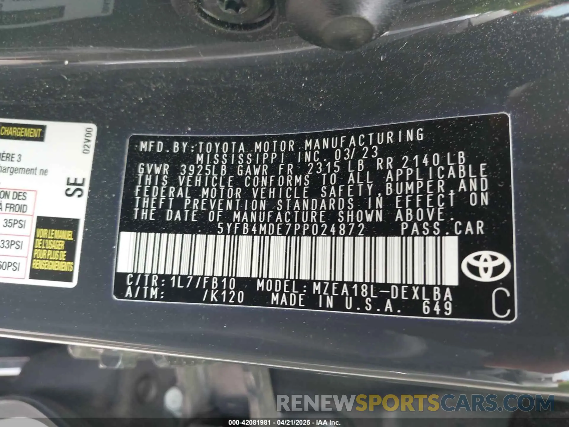 9 Photograph of a damaged car 5YFB4MDE7PP024872 TOYOTA COROLLA 2023