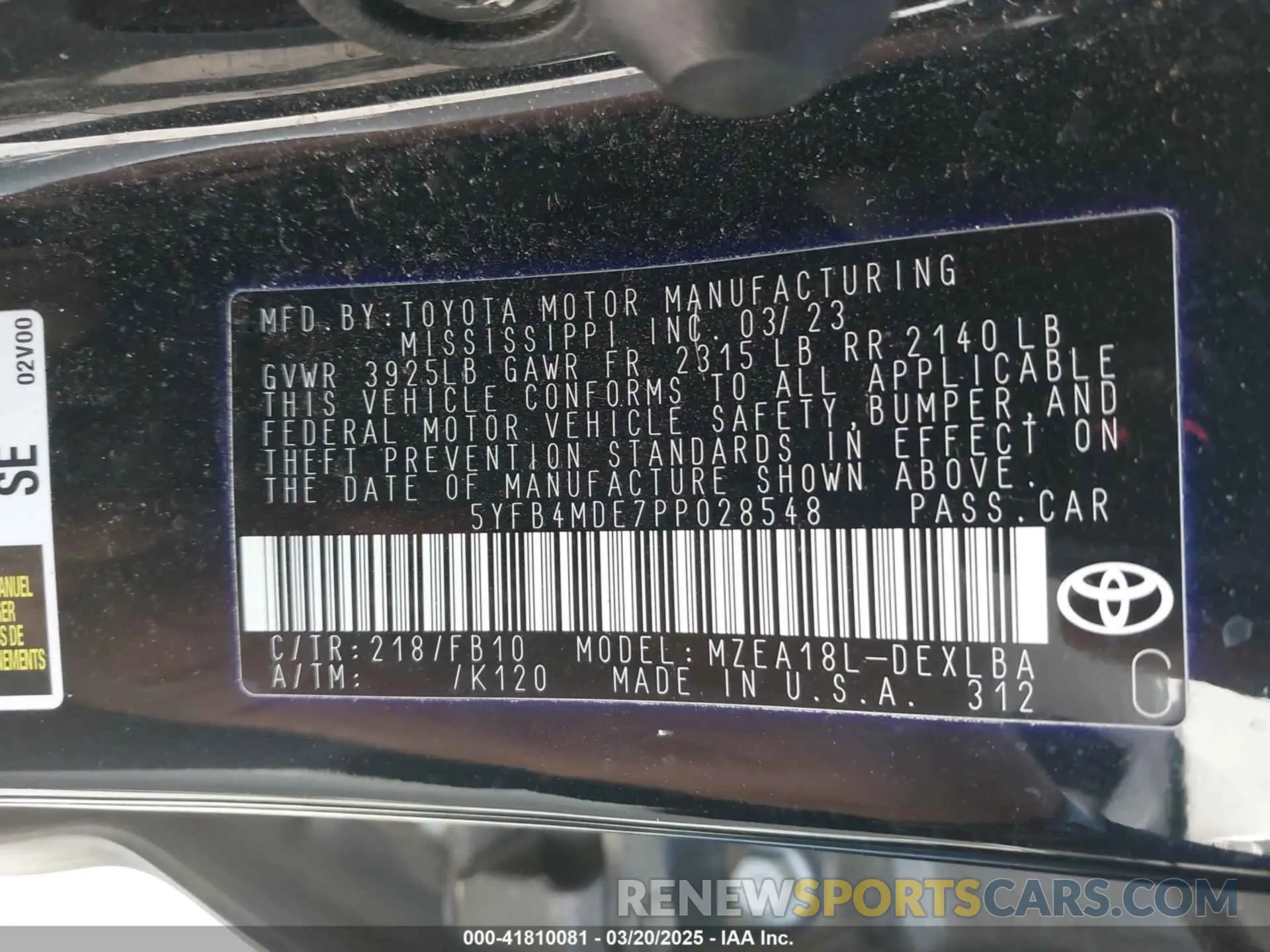 9 Photograph of a damaged car 5YFB4MDE7PP028548 TOYOTA COROLLA 2023