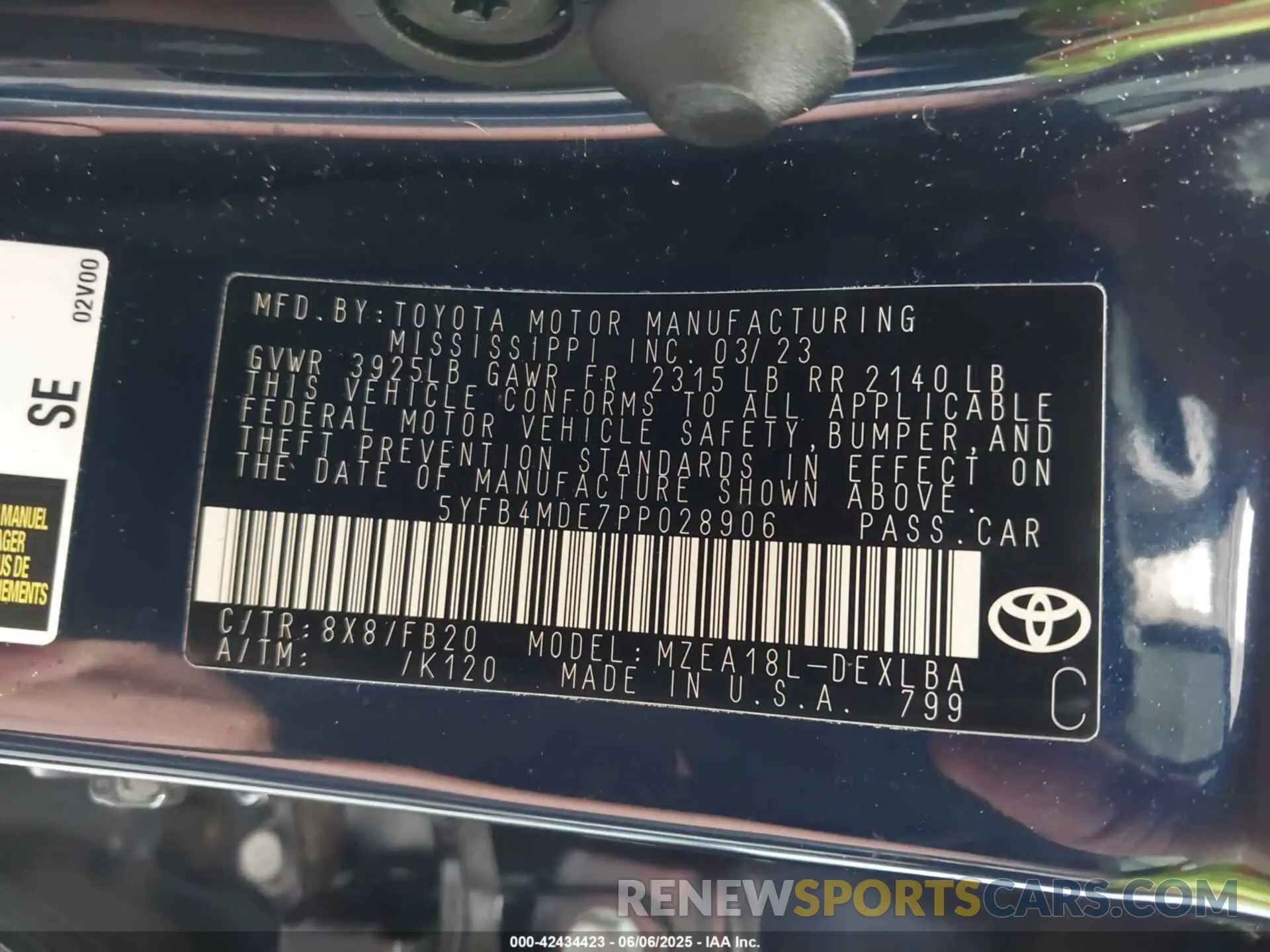 9 Photograph of a damaged car 5YFB4MDE7PP028906 TOYOTA COROLLA 2023