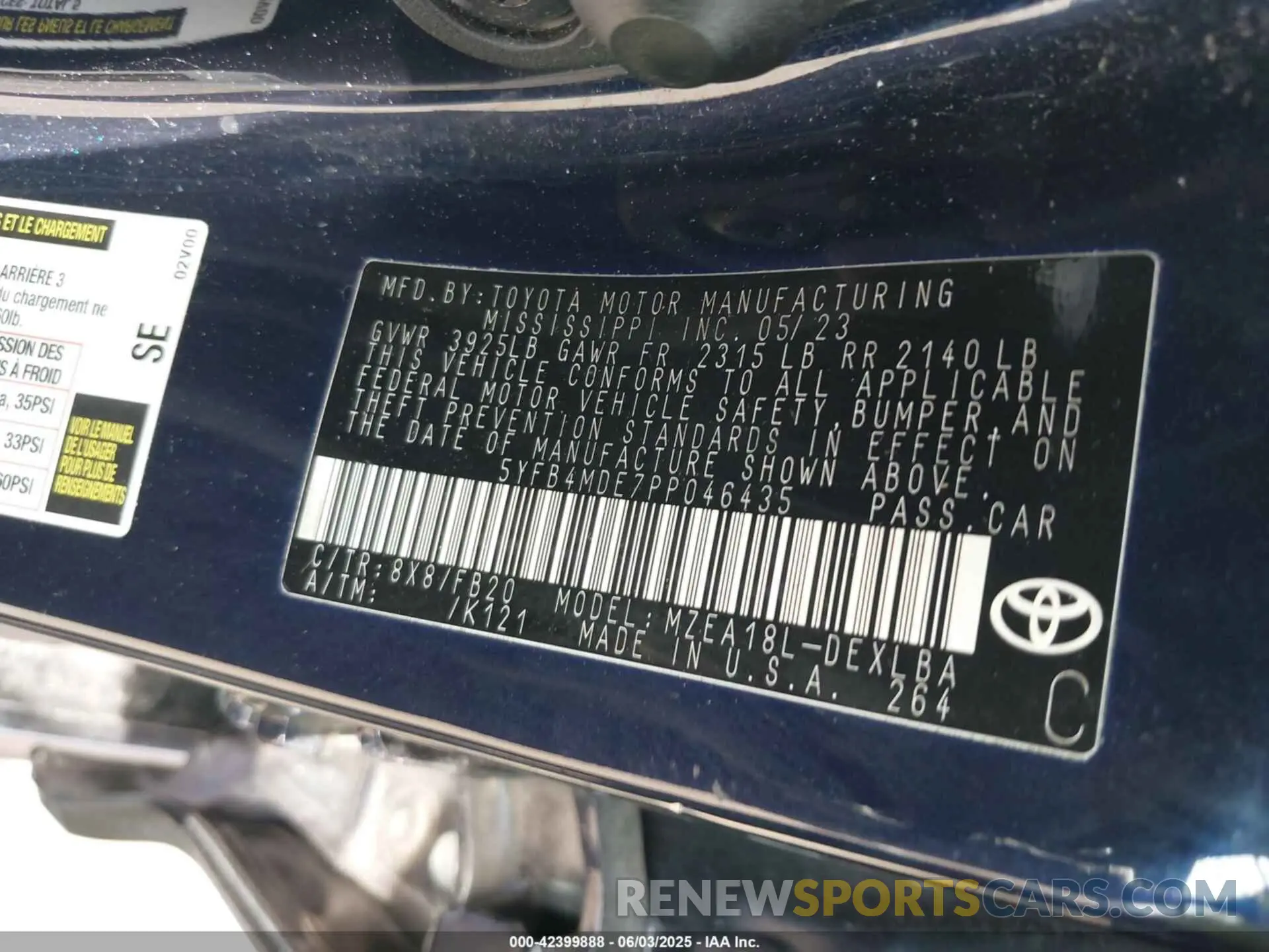 9 Photograph of a damaged car 5YFB4MDE7PP046435 TOYOTA COROLLA 2023