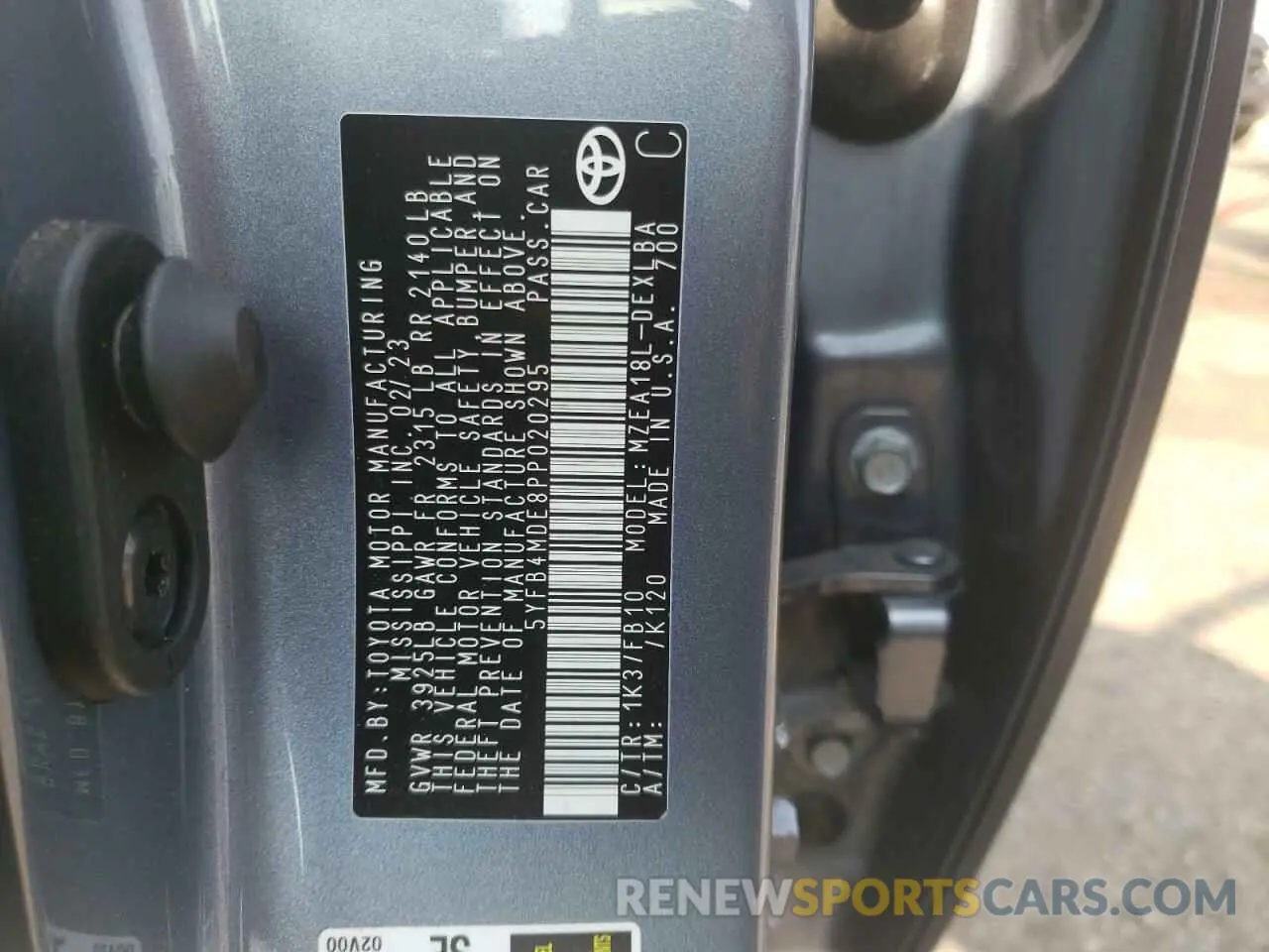 13 Photograph of a damaged car 5YFB4MDE8PP020295 TOYOTA COROLLA 2023