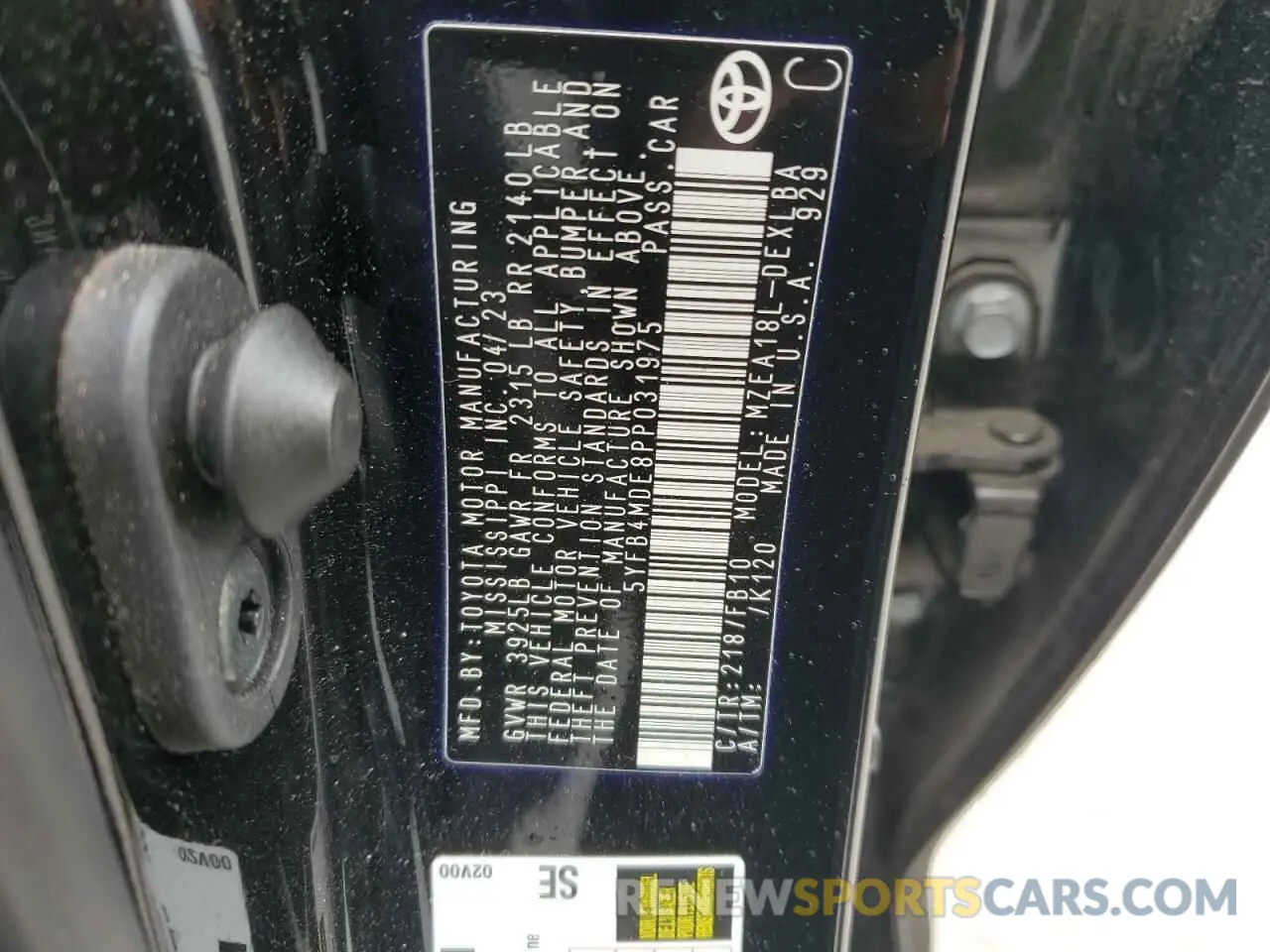 12 Photograph of a damaged car 5YFB4MDE8PP031975 TOYOTA COROLLA 2023