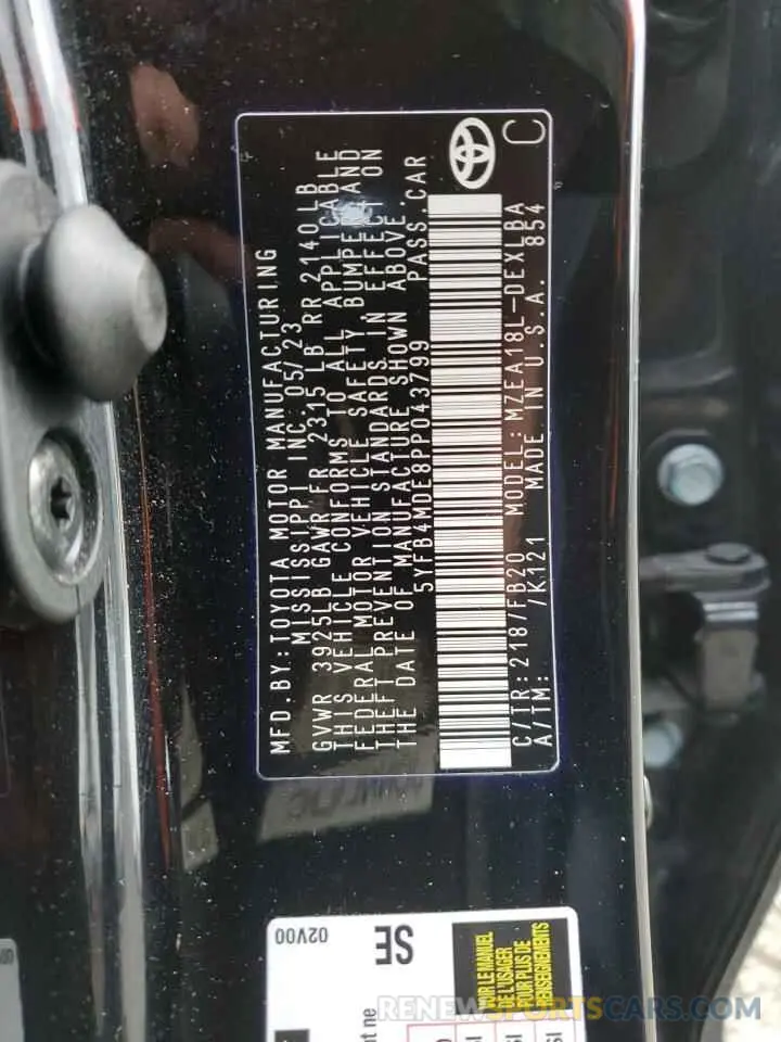 13 Photograph of a damaged car 5YFB4MDE8PP043799 TOYOTA COROLLA 2023