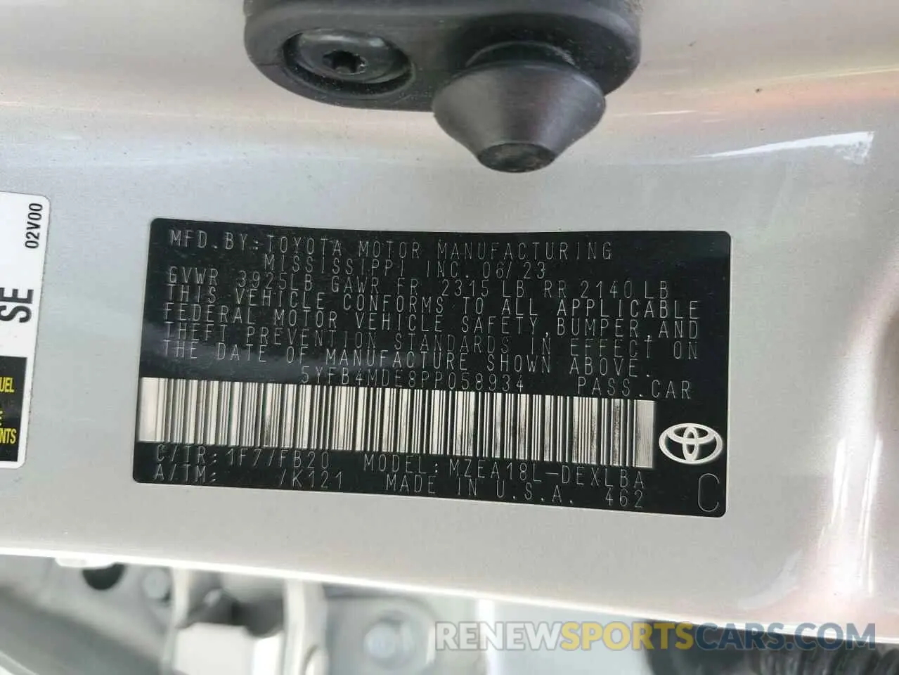 12 Photograph of a damaged car 5YFB4MDE8PP058934 TOYOTA COROLLA 2023