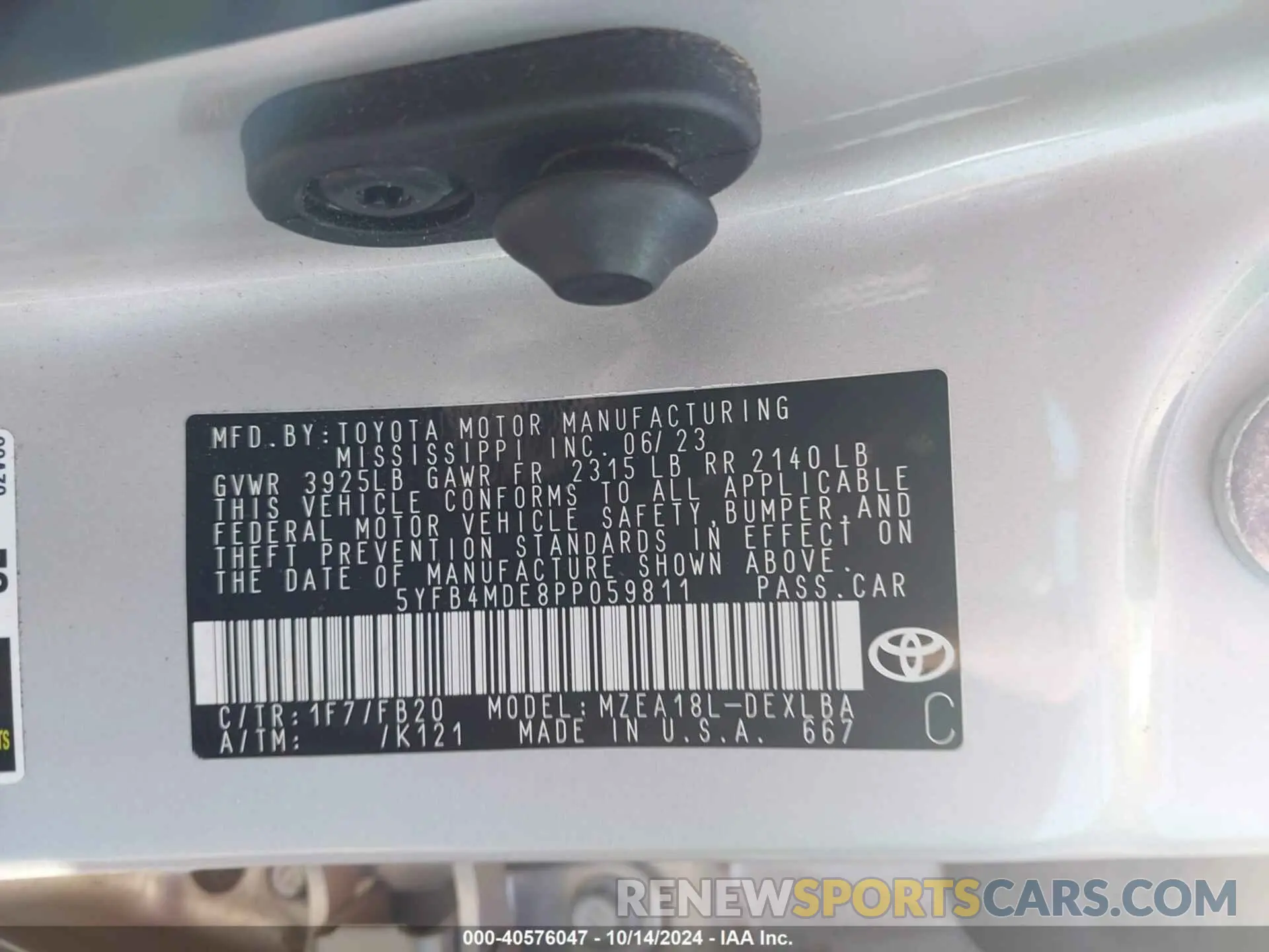 9 Photograph of a damaged car 5YFB4MDE8PP059811 TOYOTA COROLLA 2023