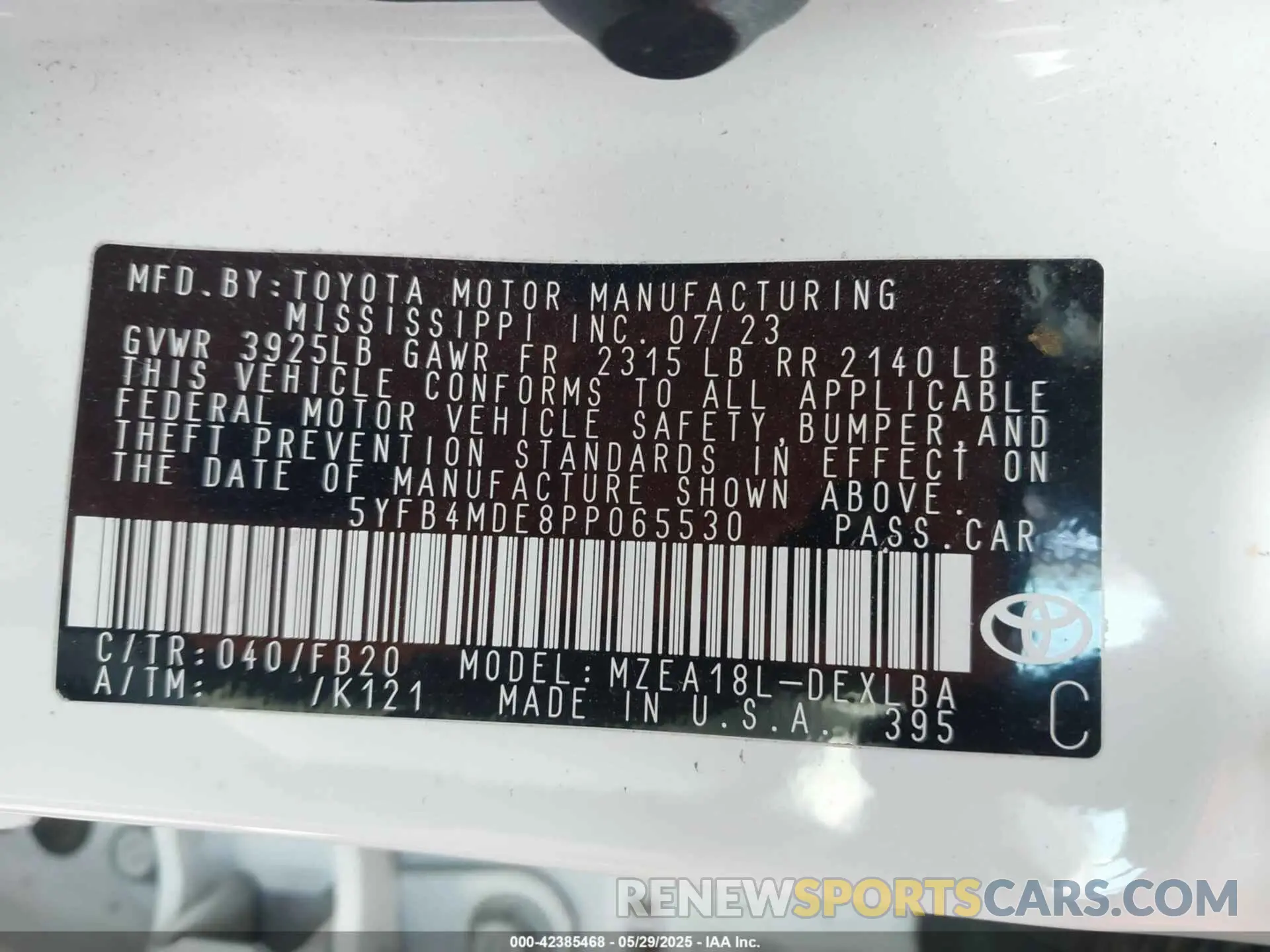 9 Photograph of a damaged car 5YFB4MDE8PP065530 TOYOTA COROLLA 2023