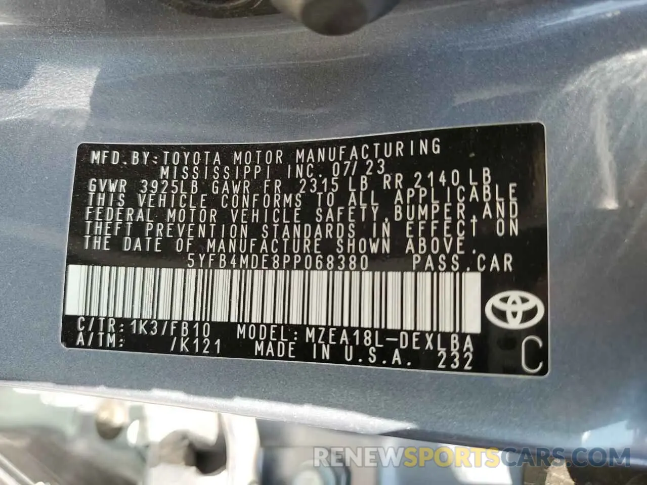 12 Photograph of a damaged car 5YFB4MDE8PP068380 TOYOTA COROLLA 2023