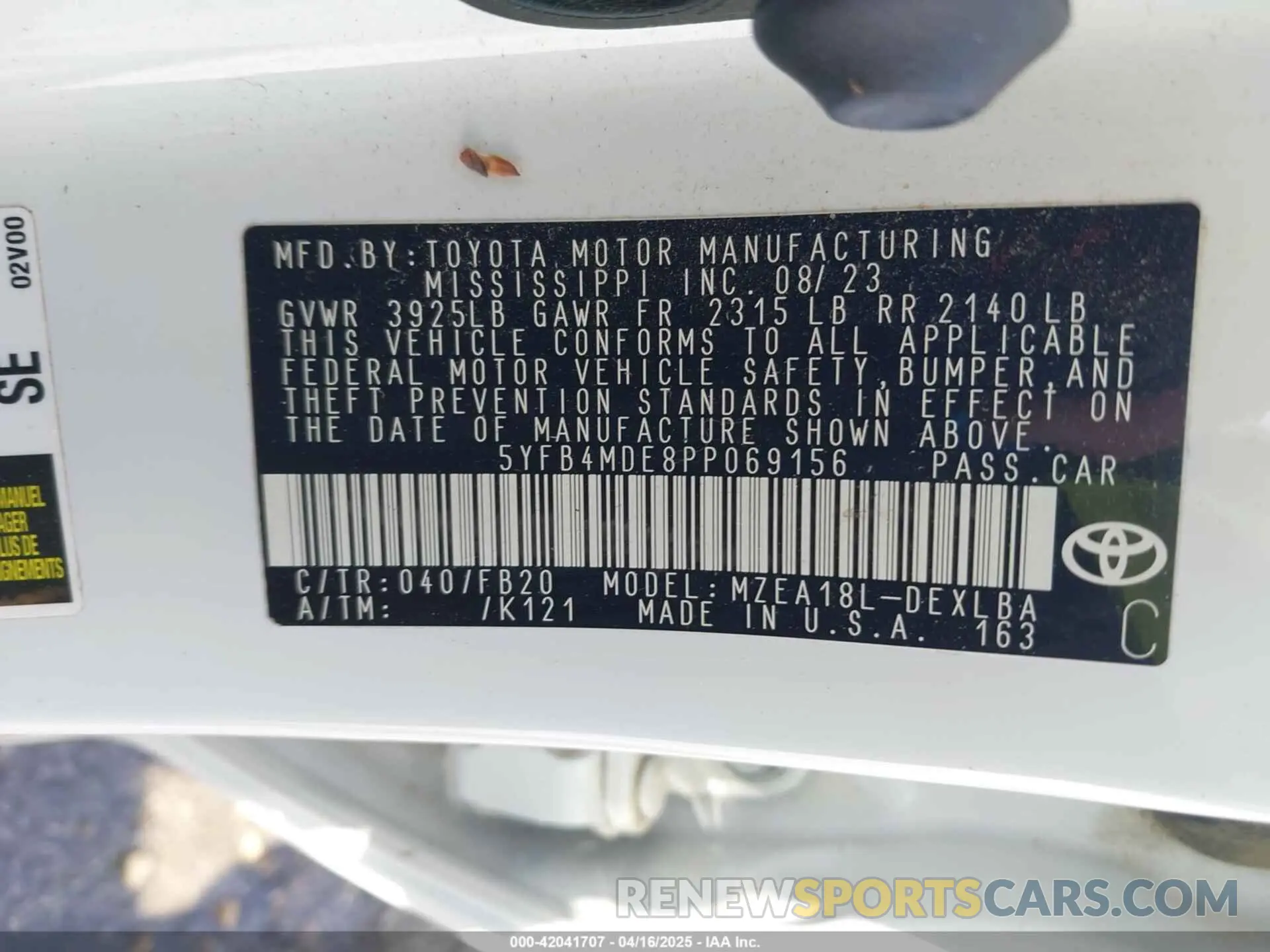 9 Photograph of a damaged car 5YFB4MDE8PP069156 TOYOTA COROLLA 2023