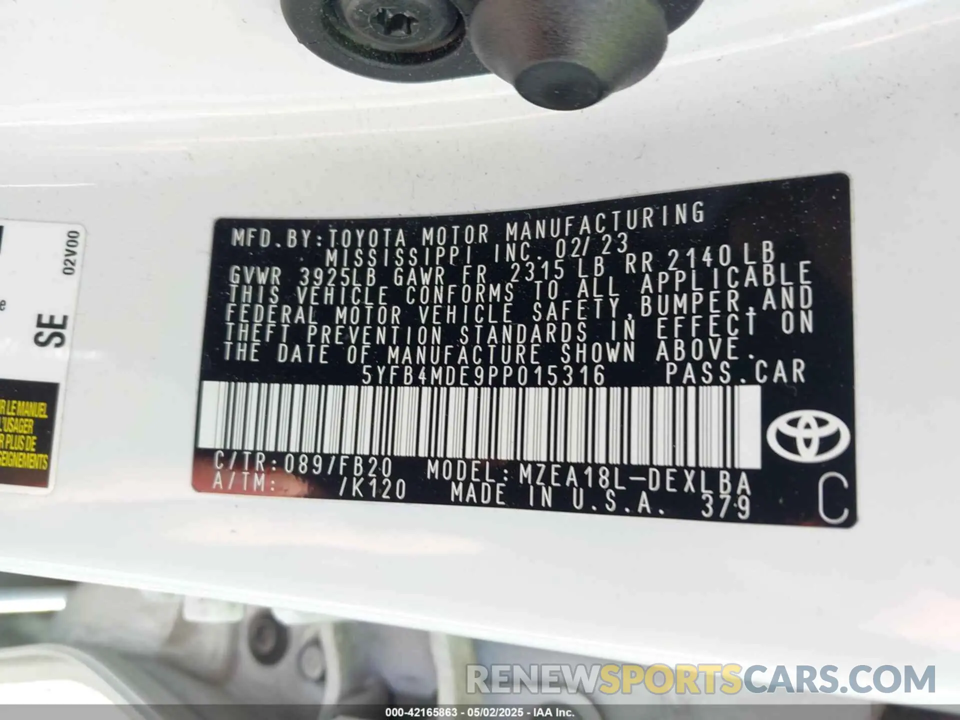 9 Photograph of a damaged car 5YFB4MDE9PP015316 TOYOTA COROLLA 2023