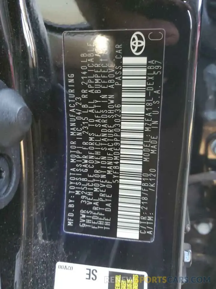 12 Photograph of a damaged car 5YFB4MDE9PP030236 TOYOTA COROLLA 2023
