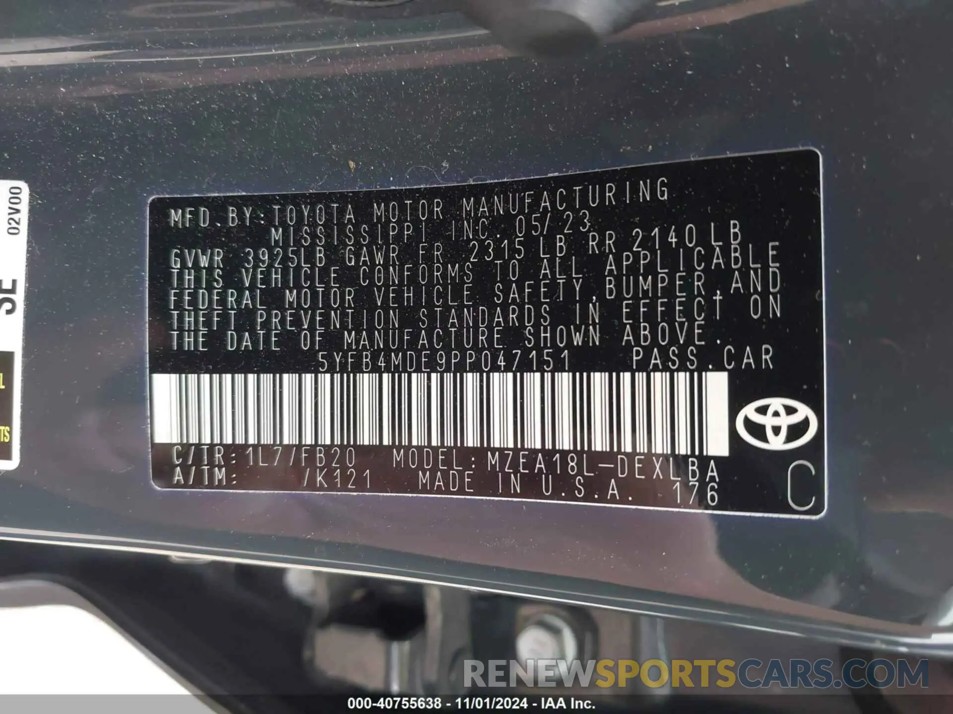 9 Photograph of a damaged car 5YFB4MDE9PP047151 TOYOTA COROLLA 2023