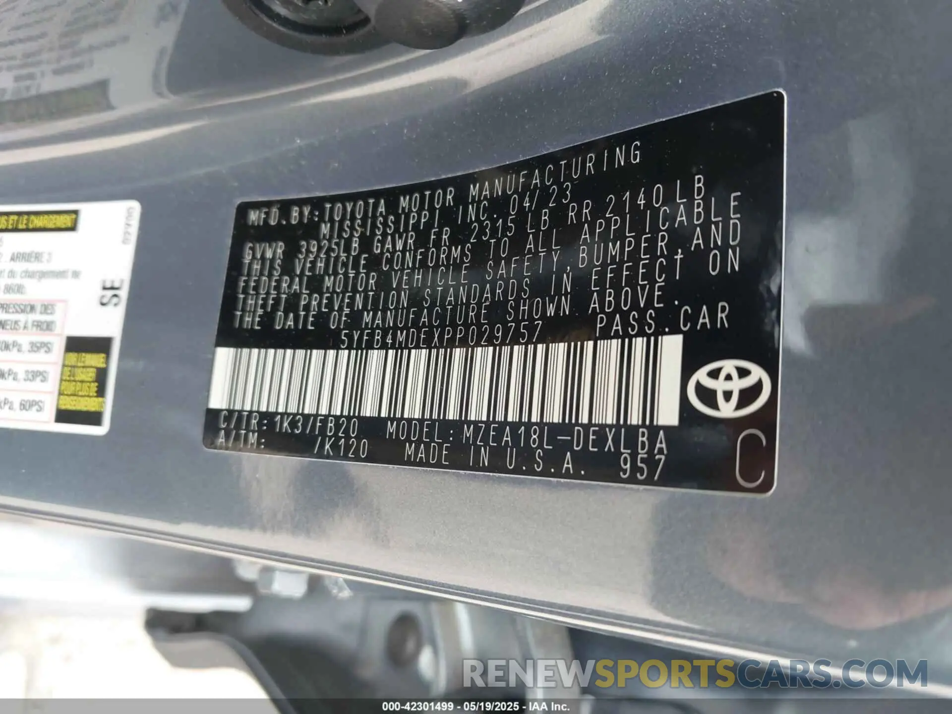 9 Photograph of a damaged car 5YFB4MDEXPP029757 TOYOTA COROLLA 2023