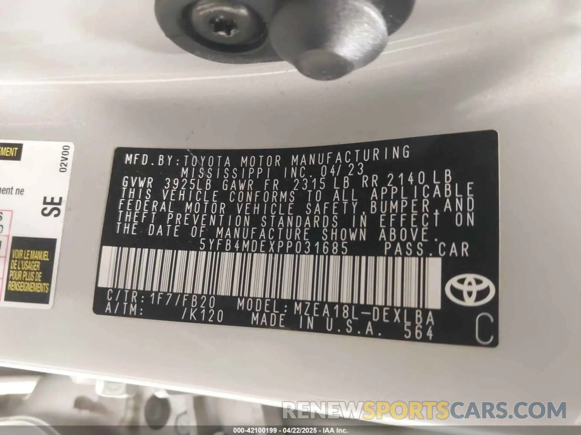 9 Photograph of a damaged car 5YFB4MDEXPP031685 TOYOTA COROLLA 2023
