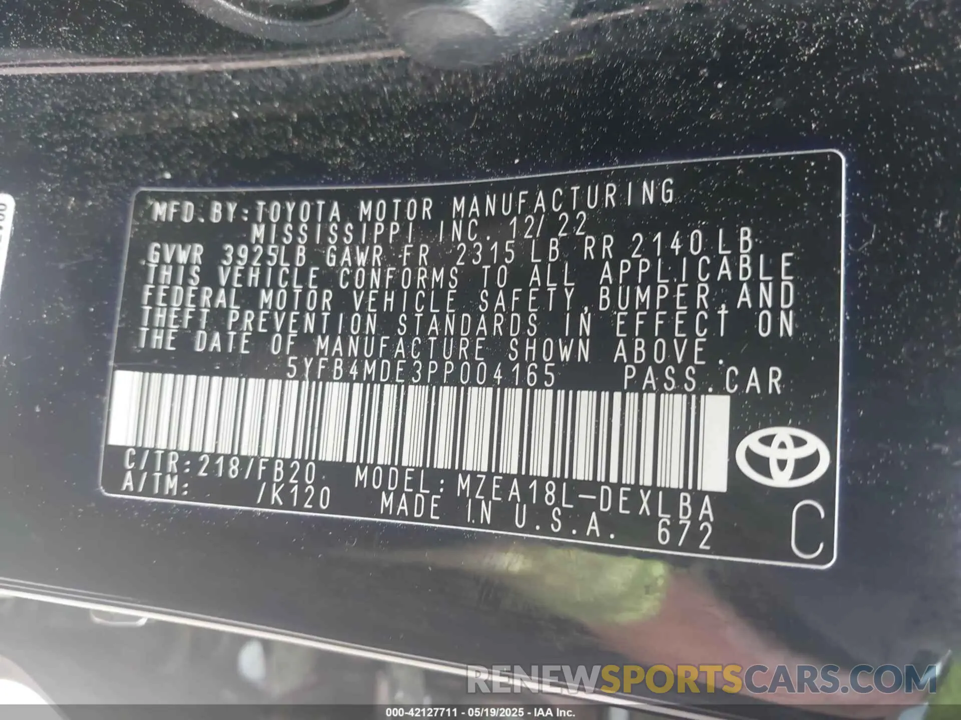 9 Photograph of a damaged car 5YFB4MDW3PP004165 TOYOTA COROLLA 2023