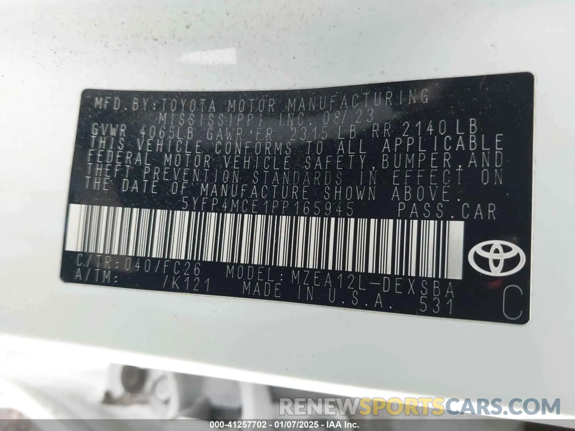 9 Photograph of a damaged car 5YFP4MCE1PP165945 TOYOTA COROLLA 2023