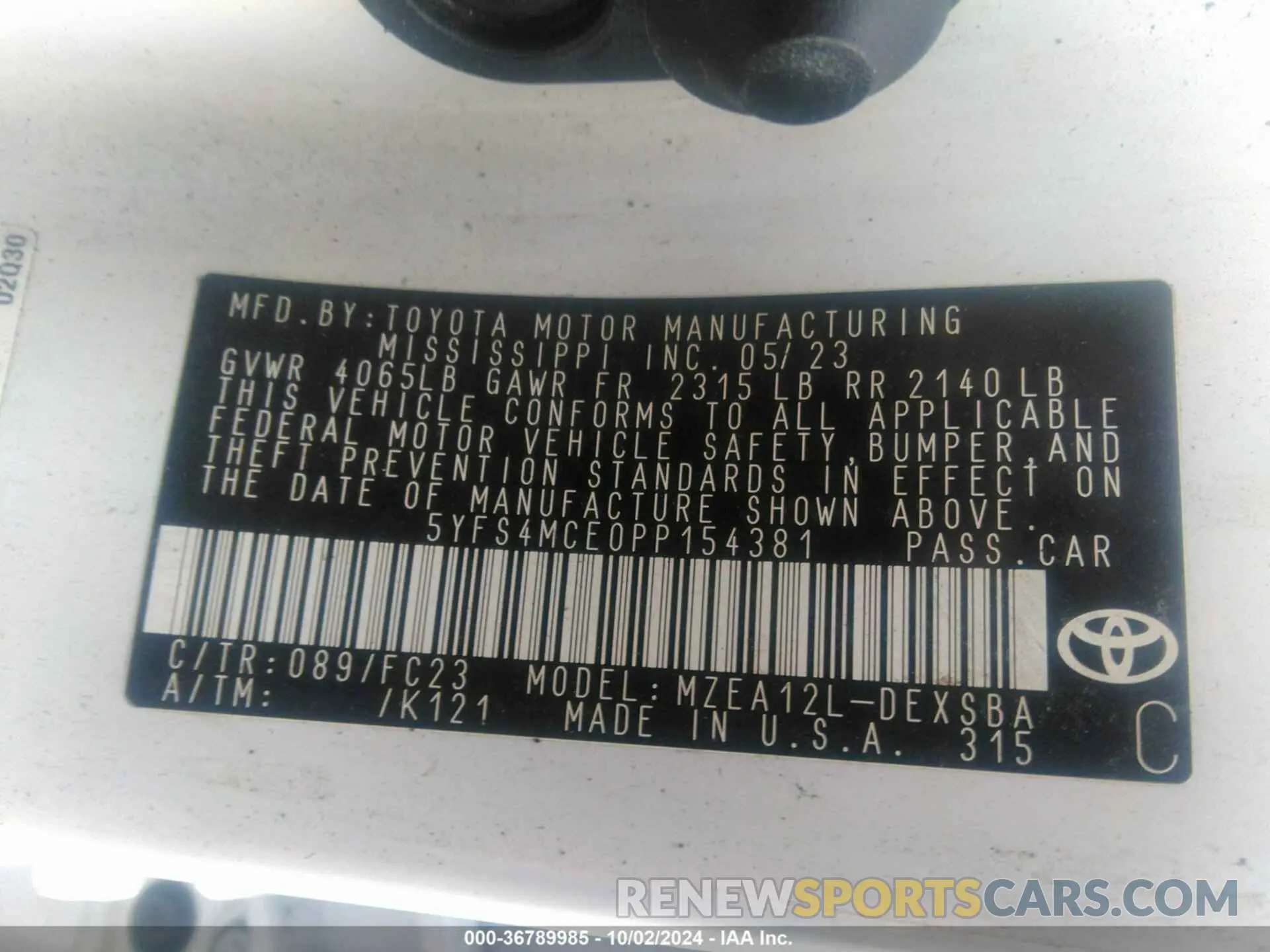 9 Photograph of a damaged car 5YFS4MCE0PP154381 TOYOTA COROLLA 2023
