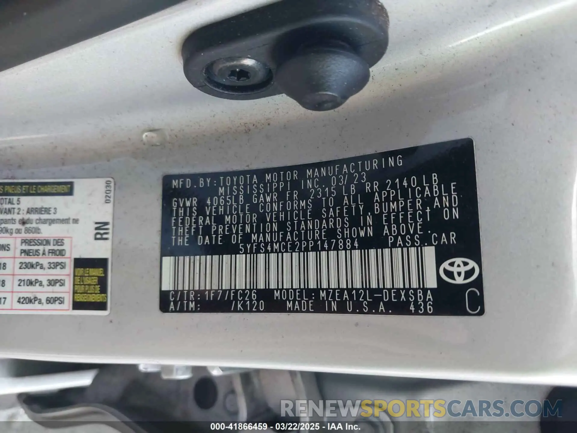 9 Photograph of a damaged car 5YFS4MCE2PP147884 TOYOTA COROLLA 2023